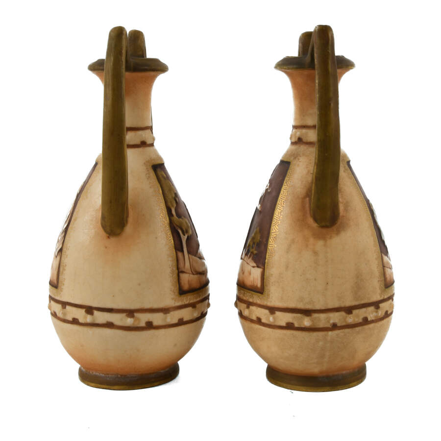 Antique Art Nouveau Miniature Pair of Teplitz Vases-2