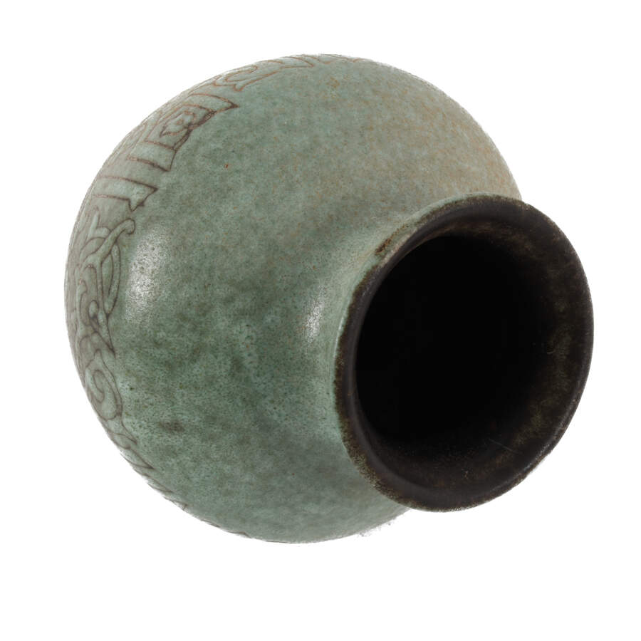 Green Glazed Art Pottery Vase-4