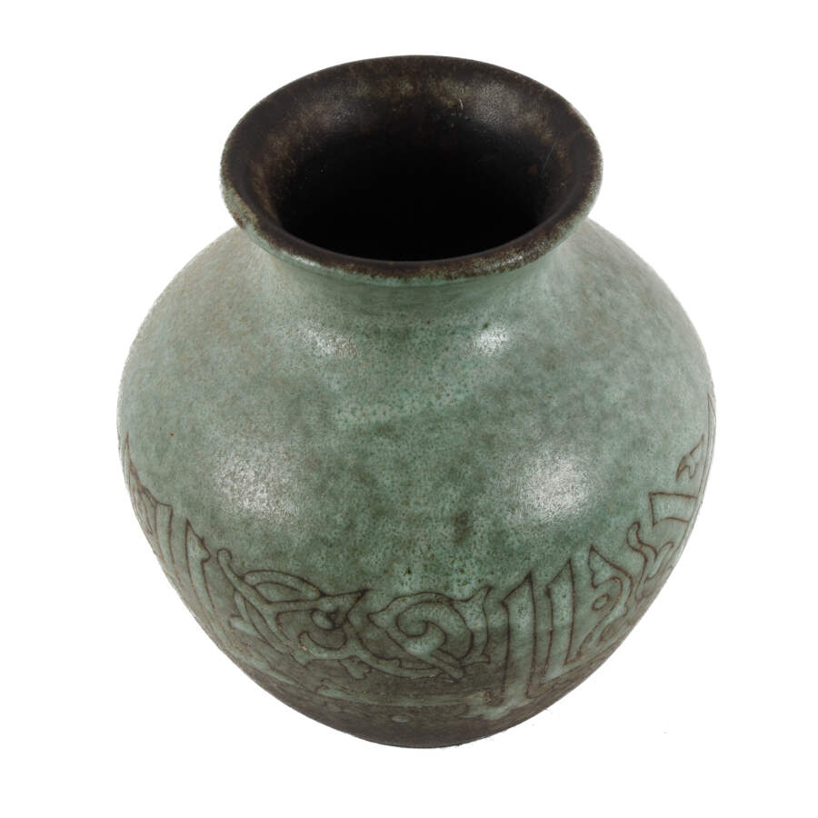 Green Glazed Art Pottery Vase-2