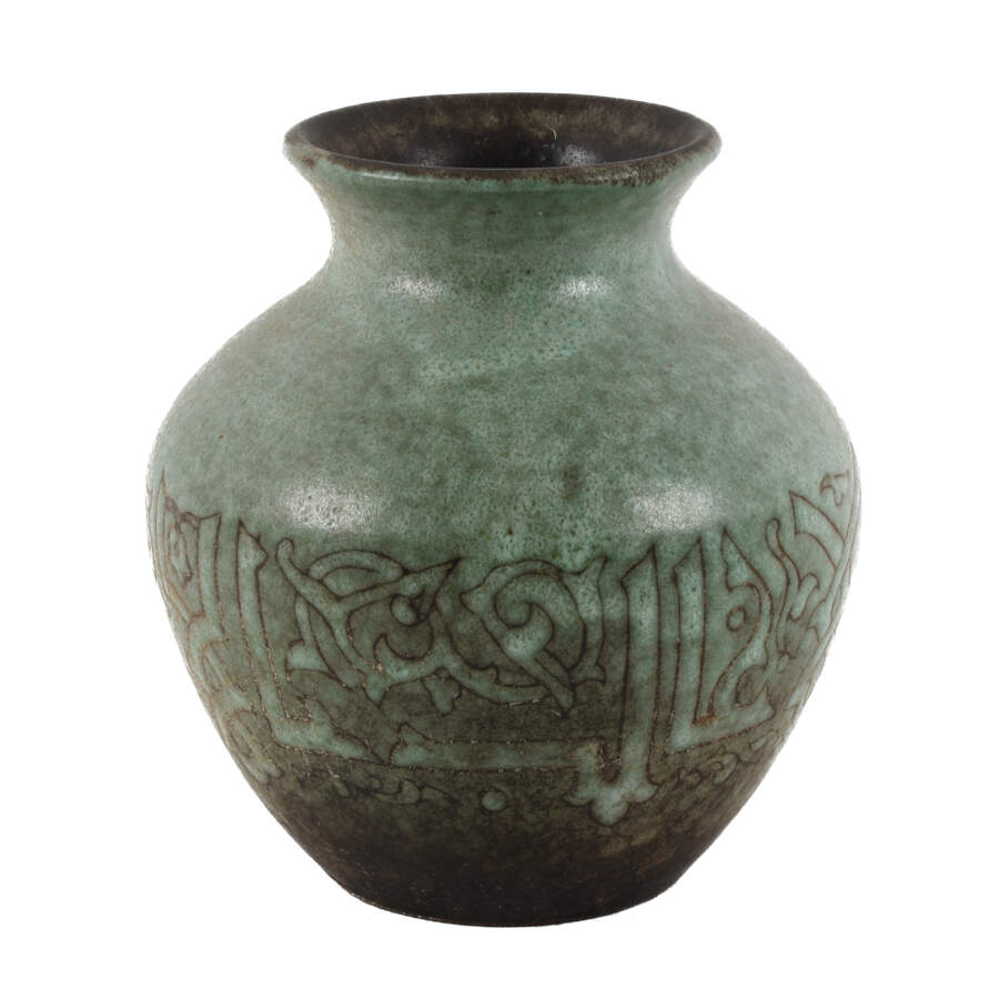 Green Glazed Art Pottery Vase-1