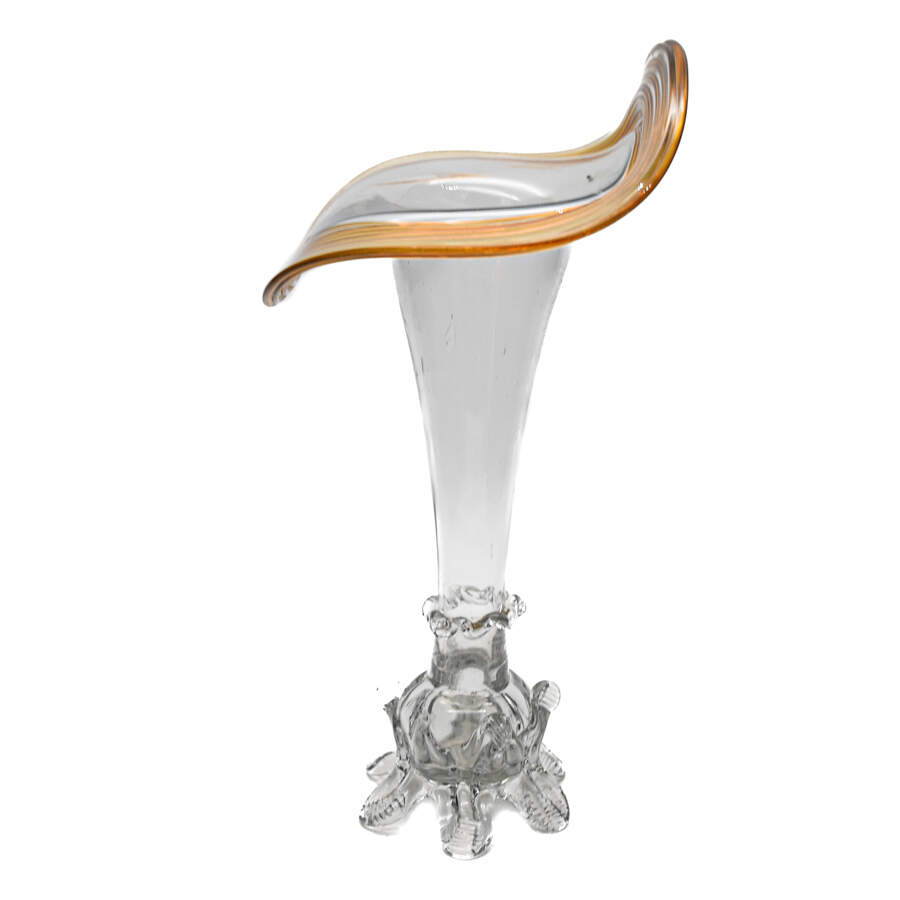 Art Glass Jack in the Pulpit Footed Vase-3