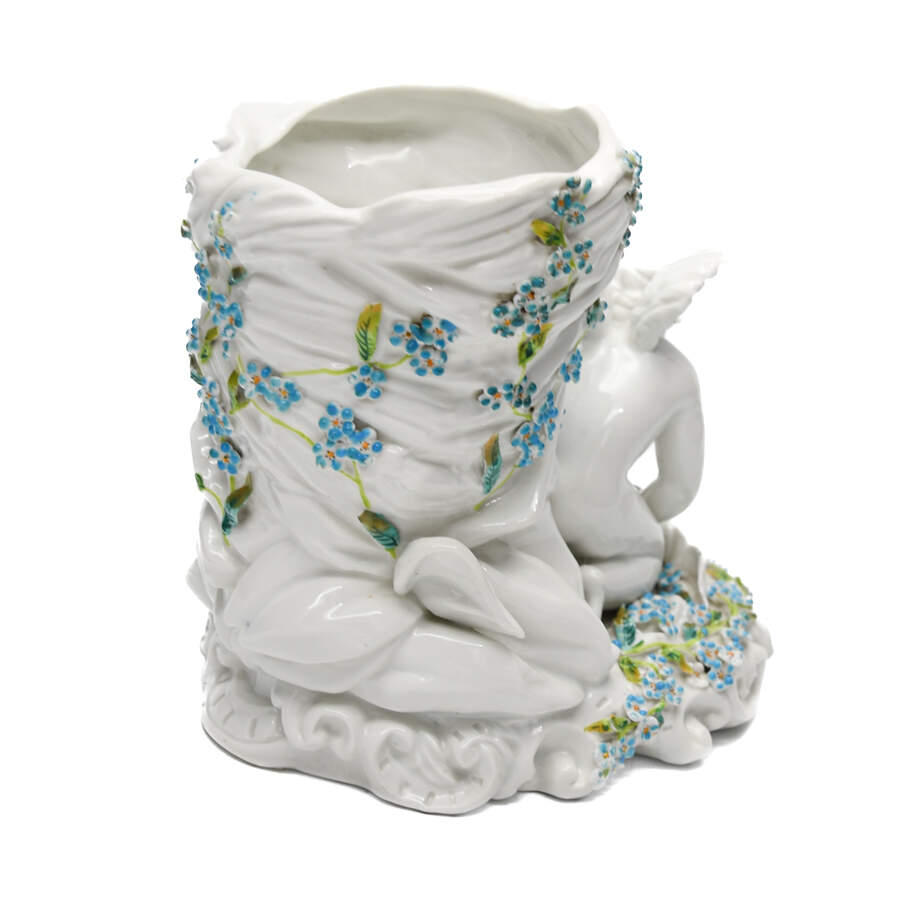 German Porcelain Sitzendorf Cherub Vase-4