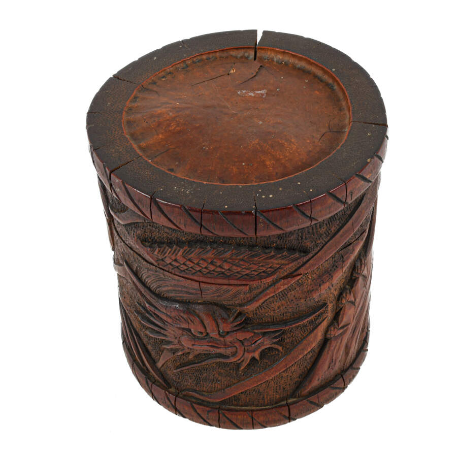 Antique 19th-Century Carved Bamboo Brush Pot-3