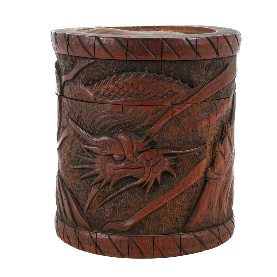 Antique 19th-Century Carved Bamboo Brush Pot-1