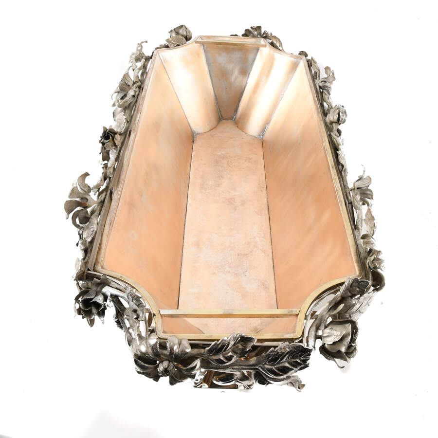 Antique Ornate Floral Silver Plate Jardinière-4