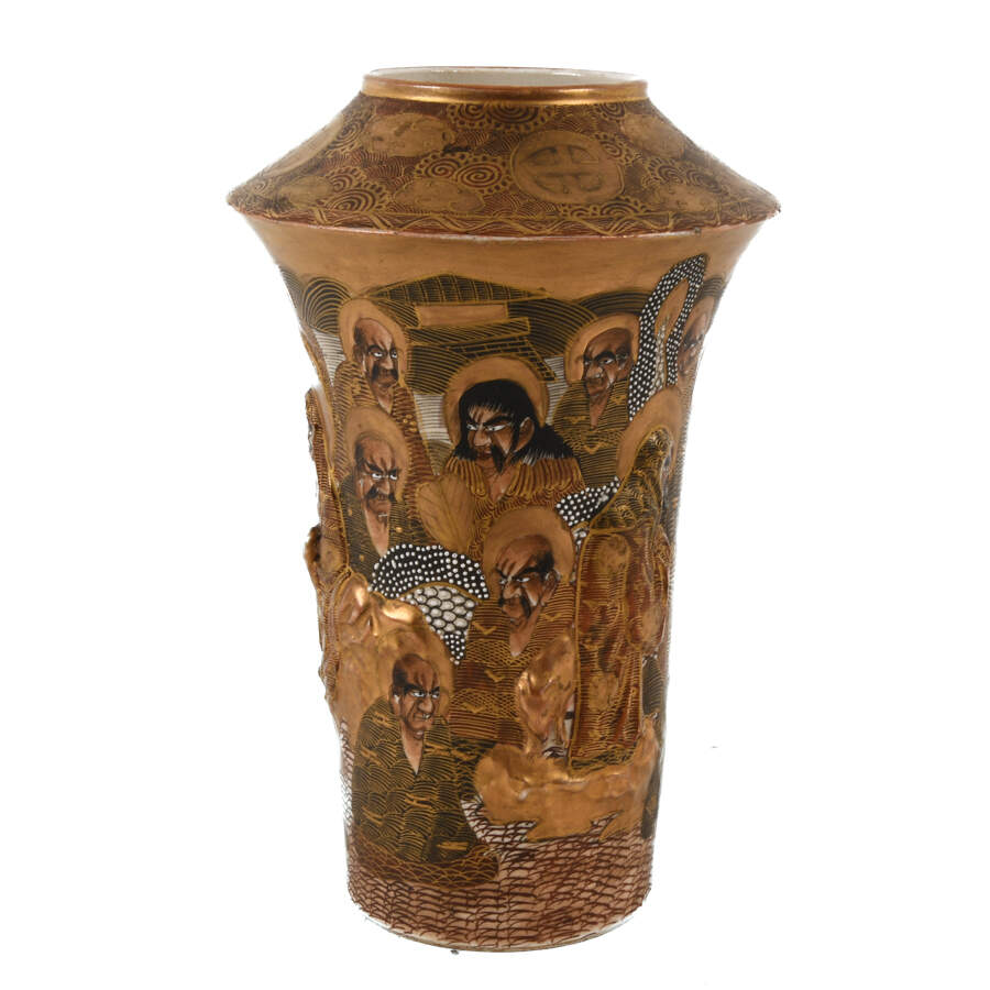 Antique Japanese High Neck Satsuma Vase-4