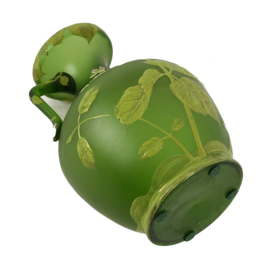 Art Nouveau Green and Enamel Floral Decorated Vase-6
