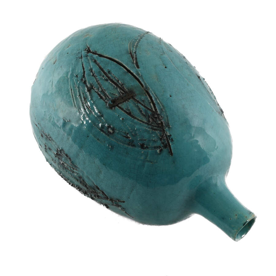 Signed Aqua Blue Glazed Vase-4