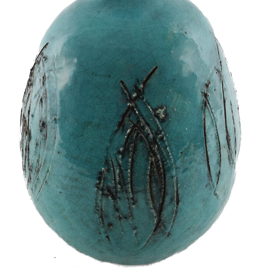 Signed Aqua Blue Glazed Vase-2