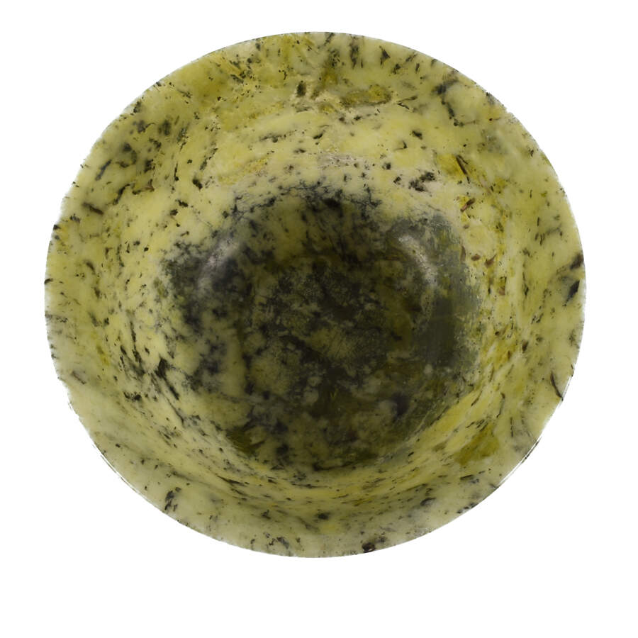 Antique Chinese Spinach Thin Jade Bowl on Base-3