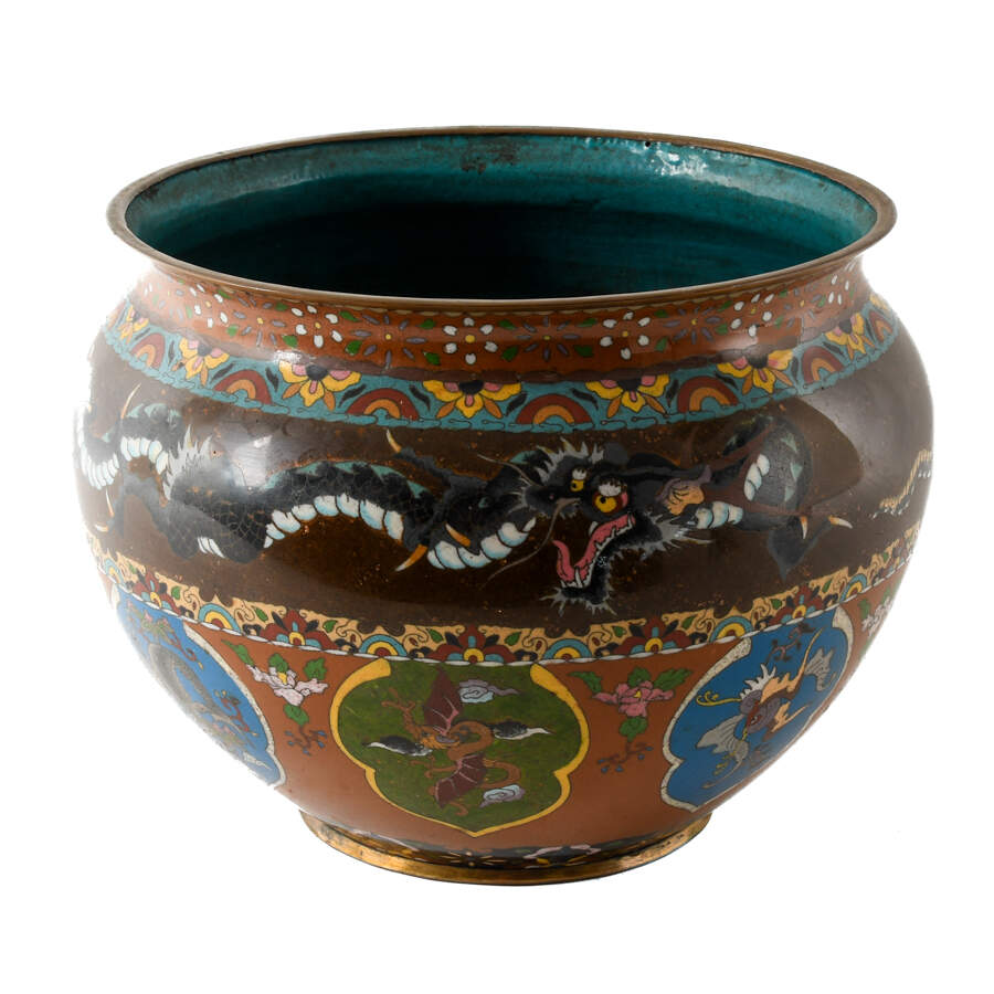 Chinese Cloisonné Dragon Jardinière-4