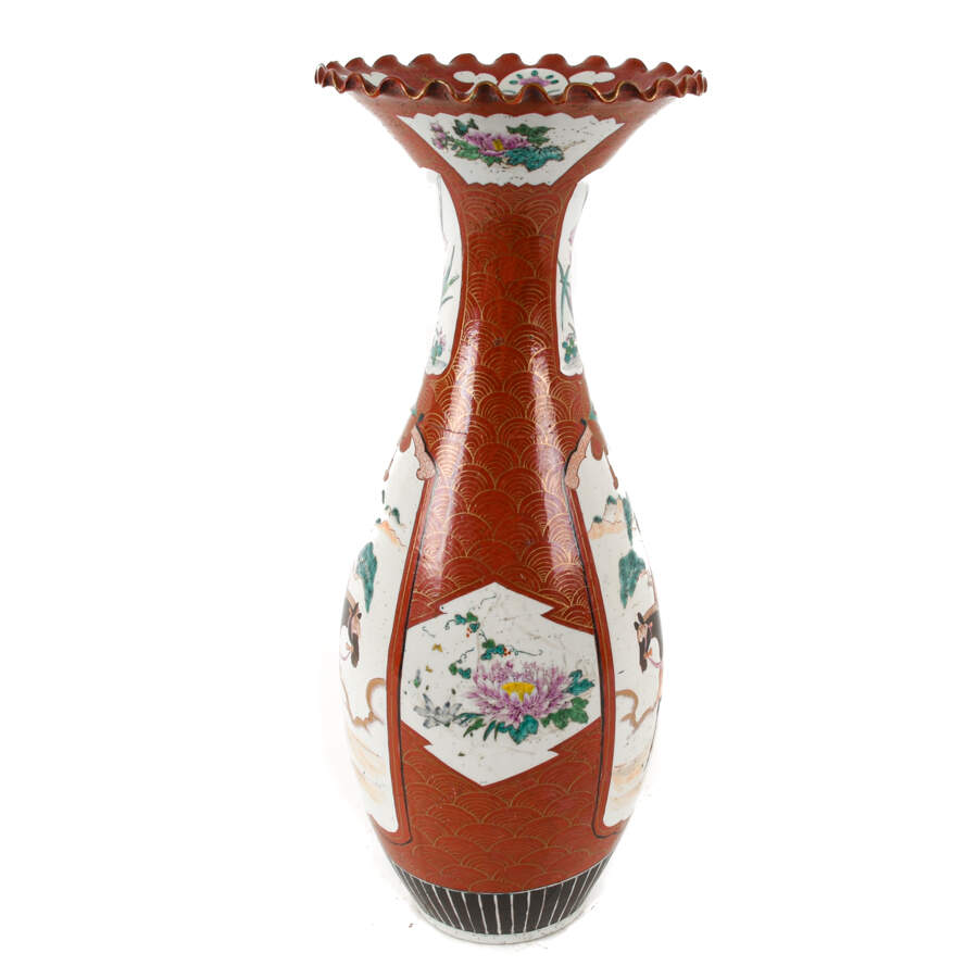 Japanese Porcelain Imari Ruffle Lip Floor Vase-5