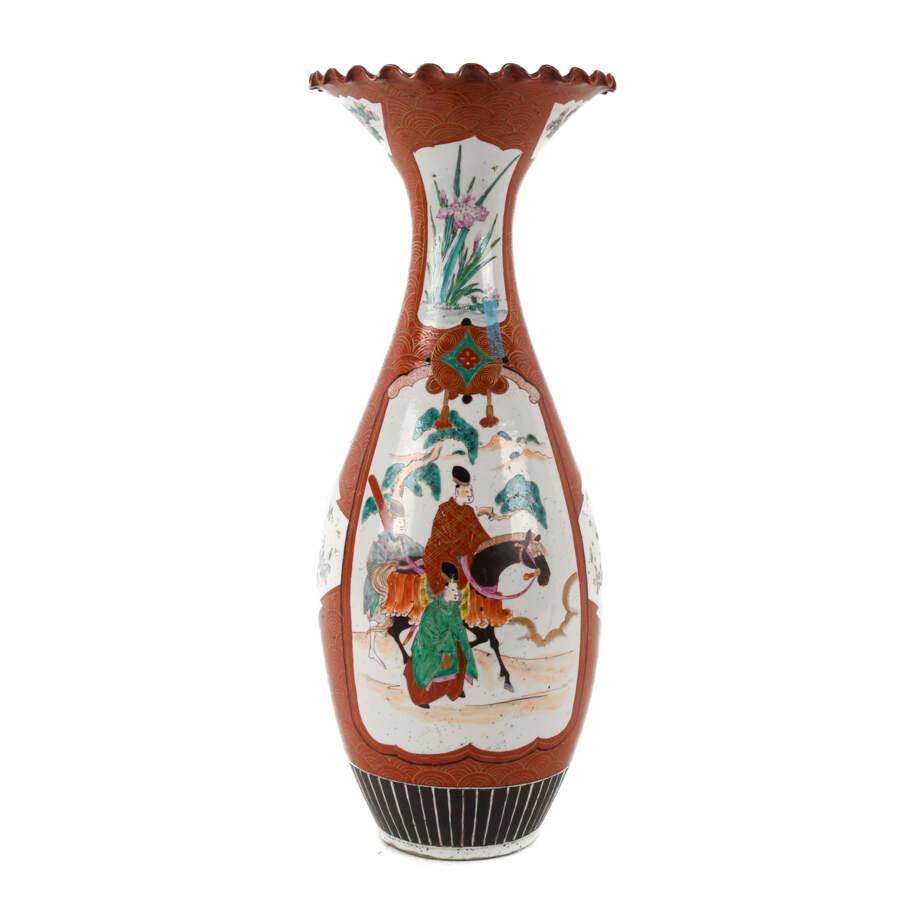 Japanese Porcelain Imari Ruffle Lip Floor Vase-1