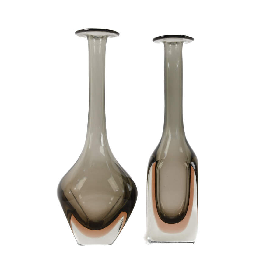 Pair of Smoky Gray Vases Signed by Ragazzi Gabriele-2