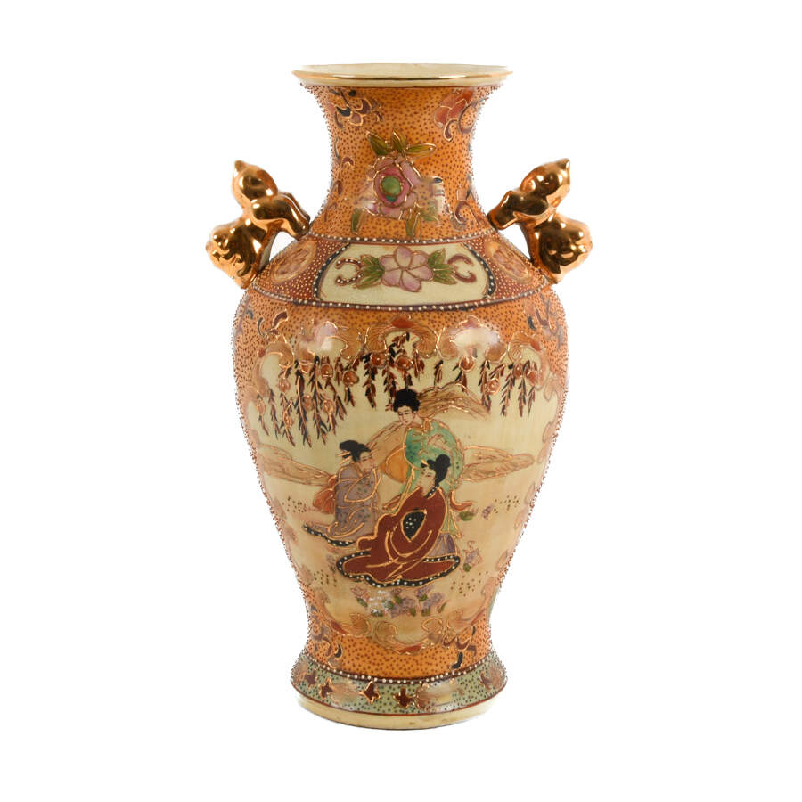 Chinese Gilded Royal Satsuma Handled Vase-5