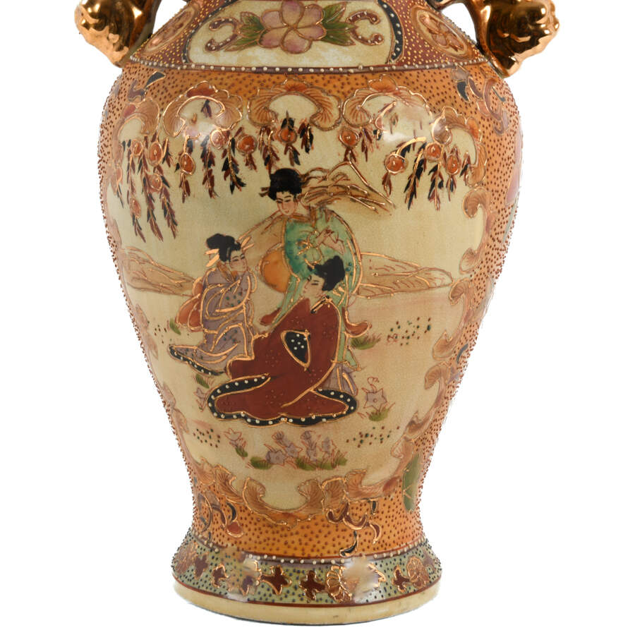 Chinese Gilded Royal Satsuma Handled Vase-3