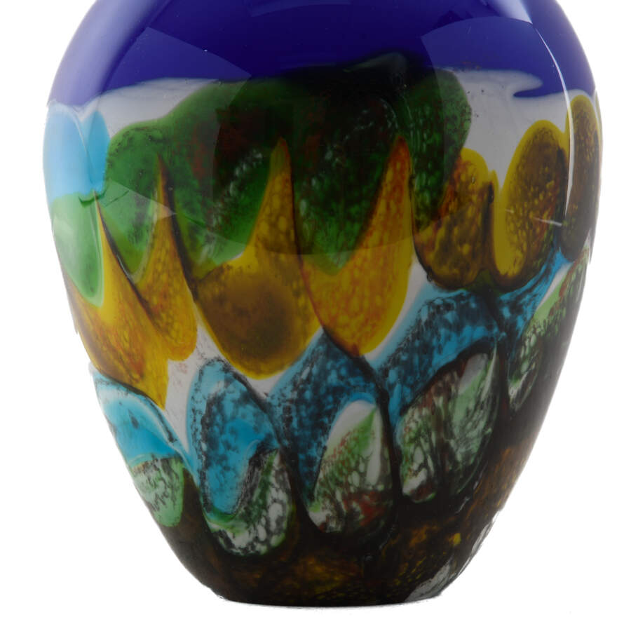 Cobalt and Abstract Design Art Glass Vase-3