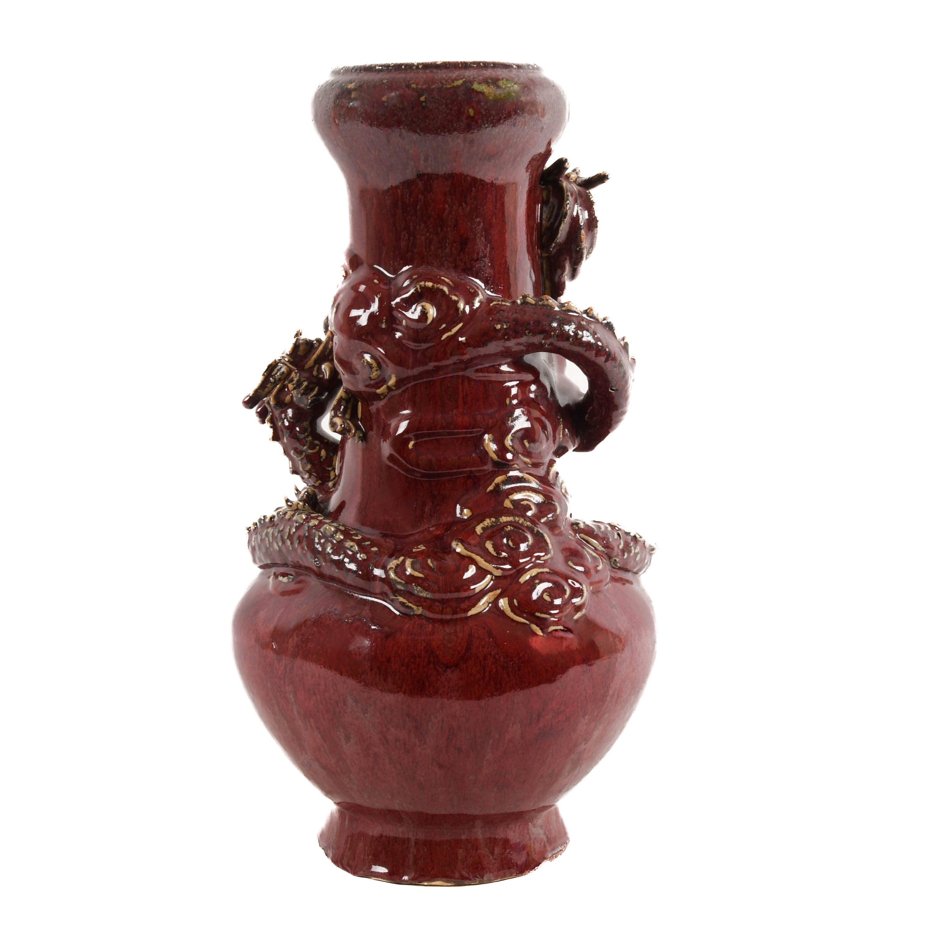 Large Japanese Porcelain Glazed Dragon Vase-5
