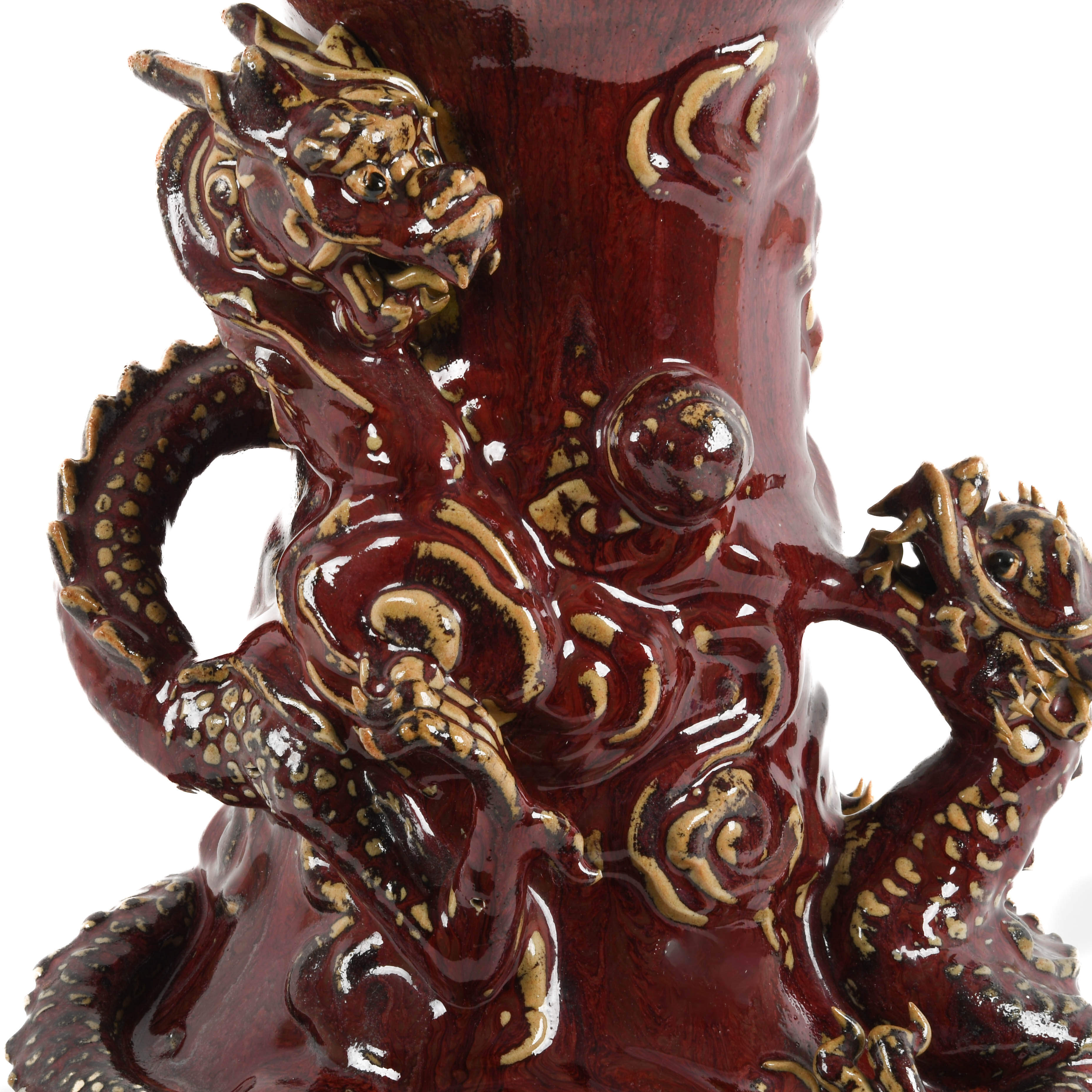 Large Japanese Porcelain Glazed Dragon Vase-3