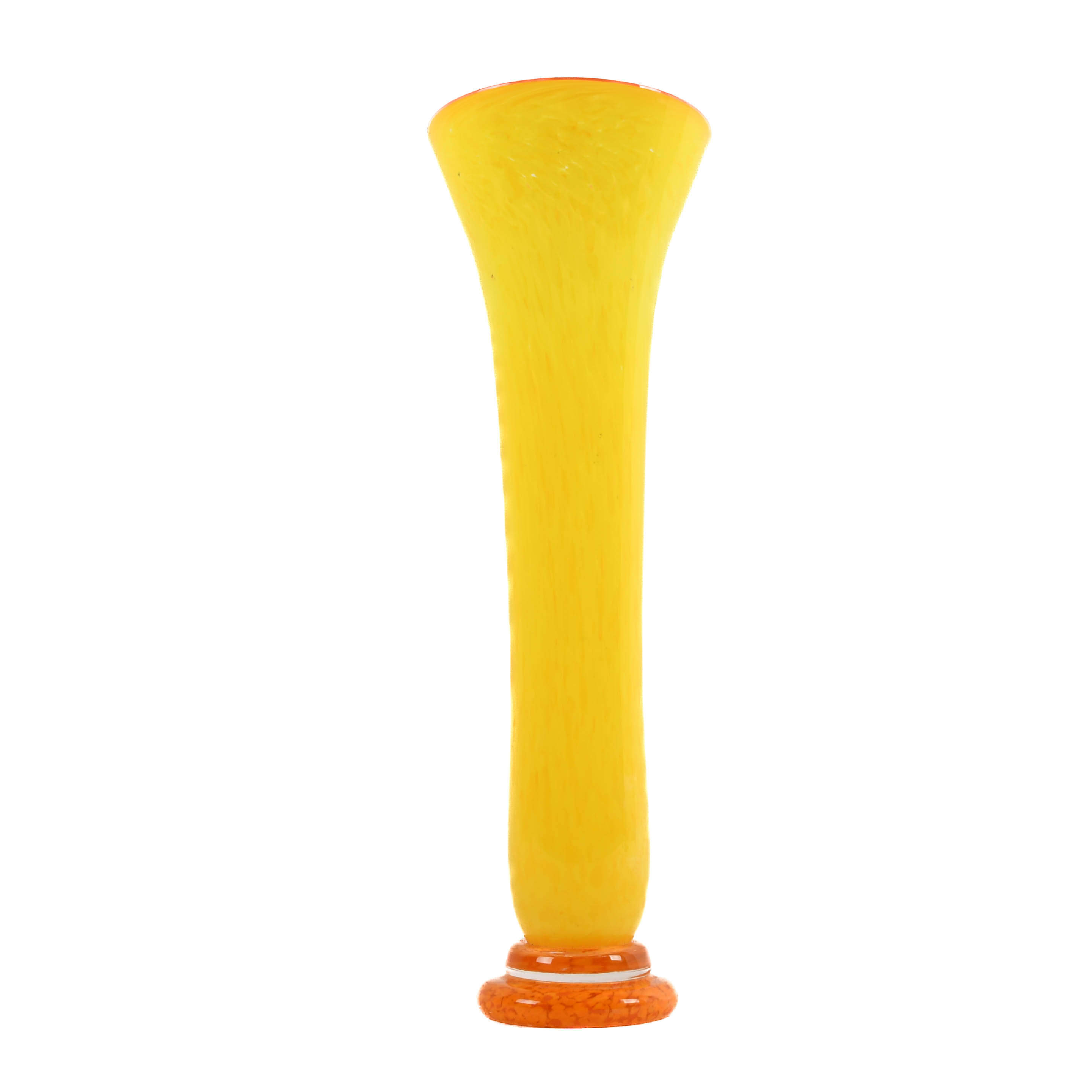Hand-Blown Yellow Art Glass Vase-4