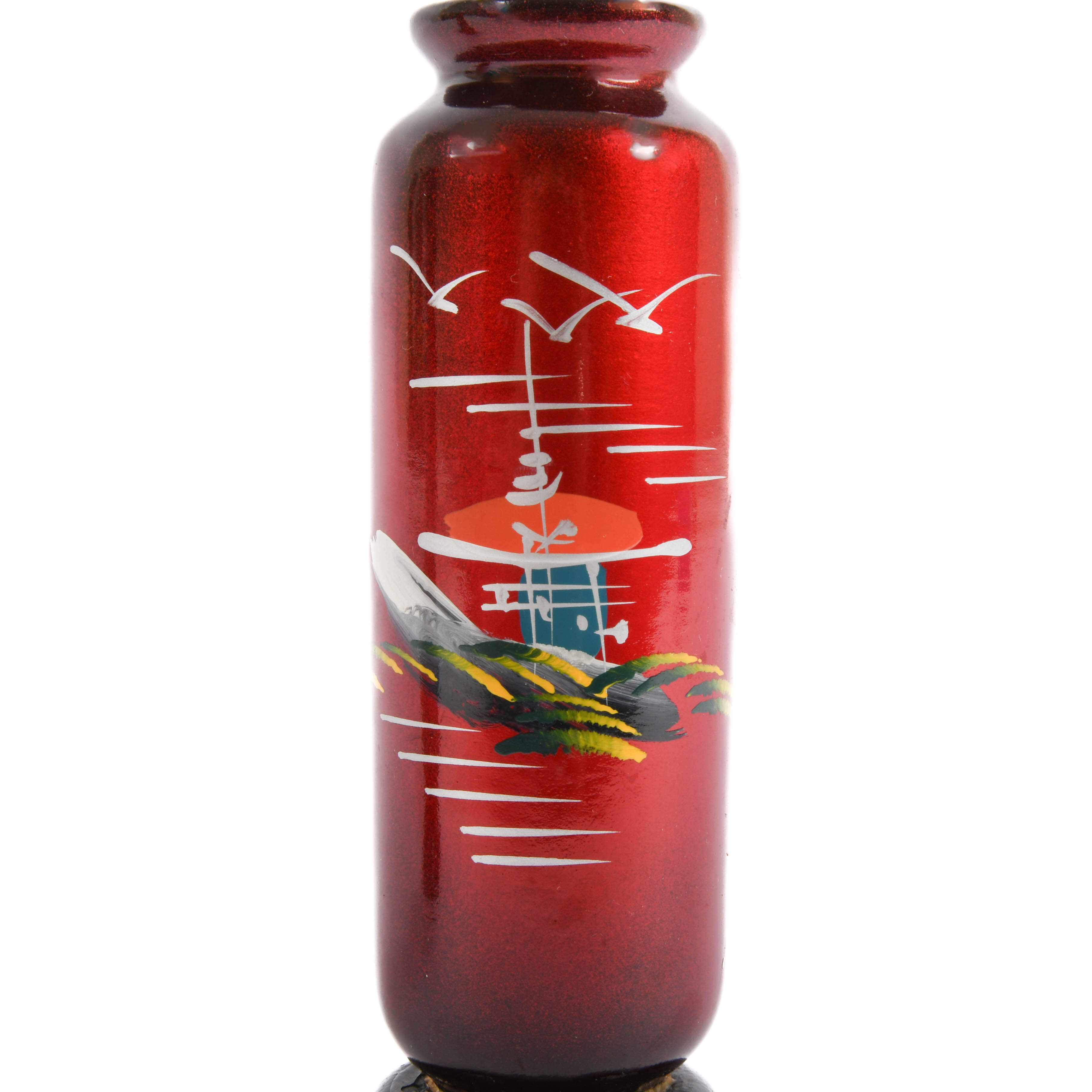 Set of Two Japanese Red Lacquer Bud Vases-5