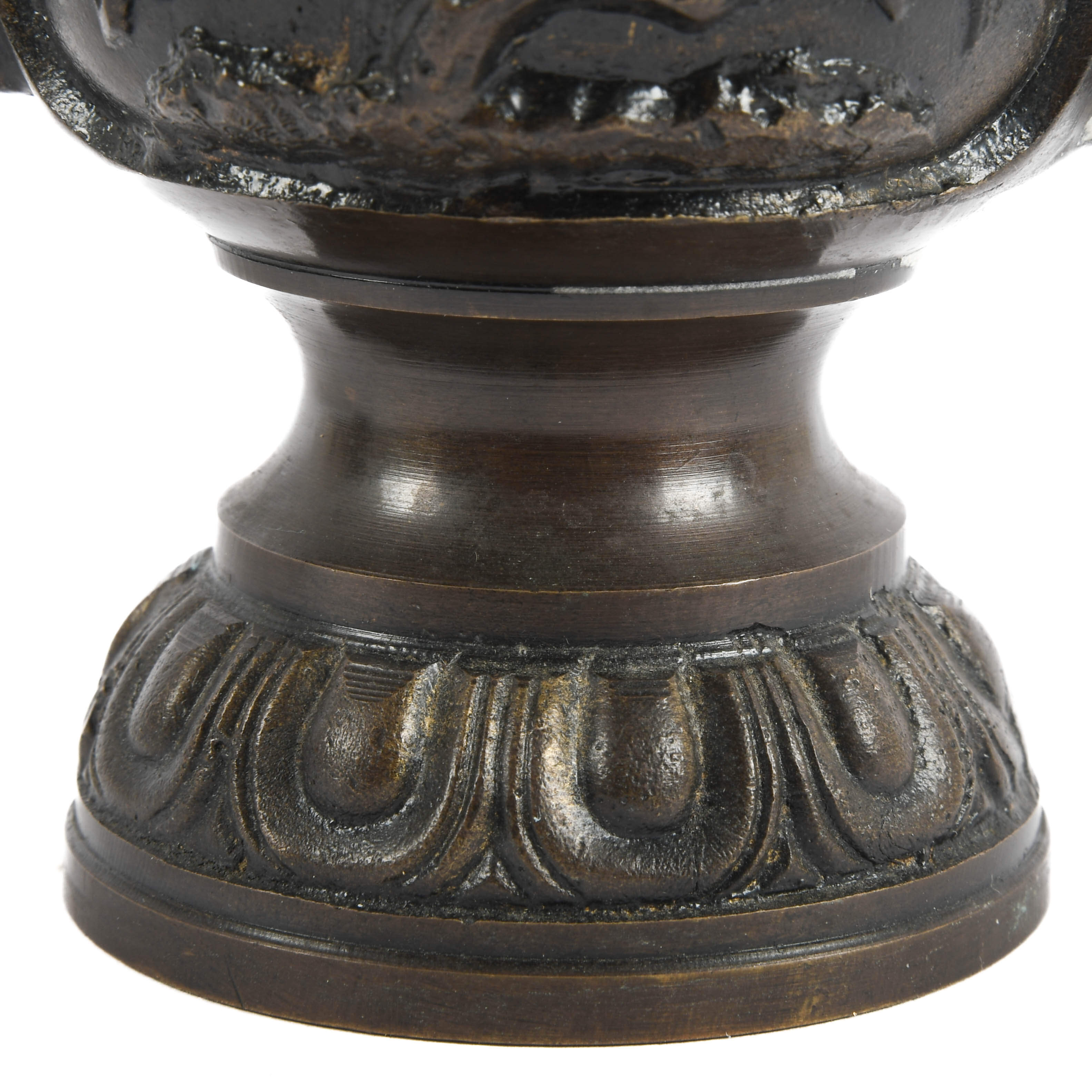 Pair of Miniature Bronze Japanese Altar Vases-6
