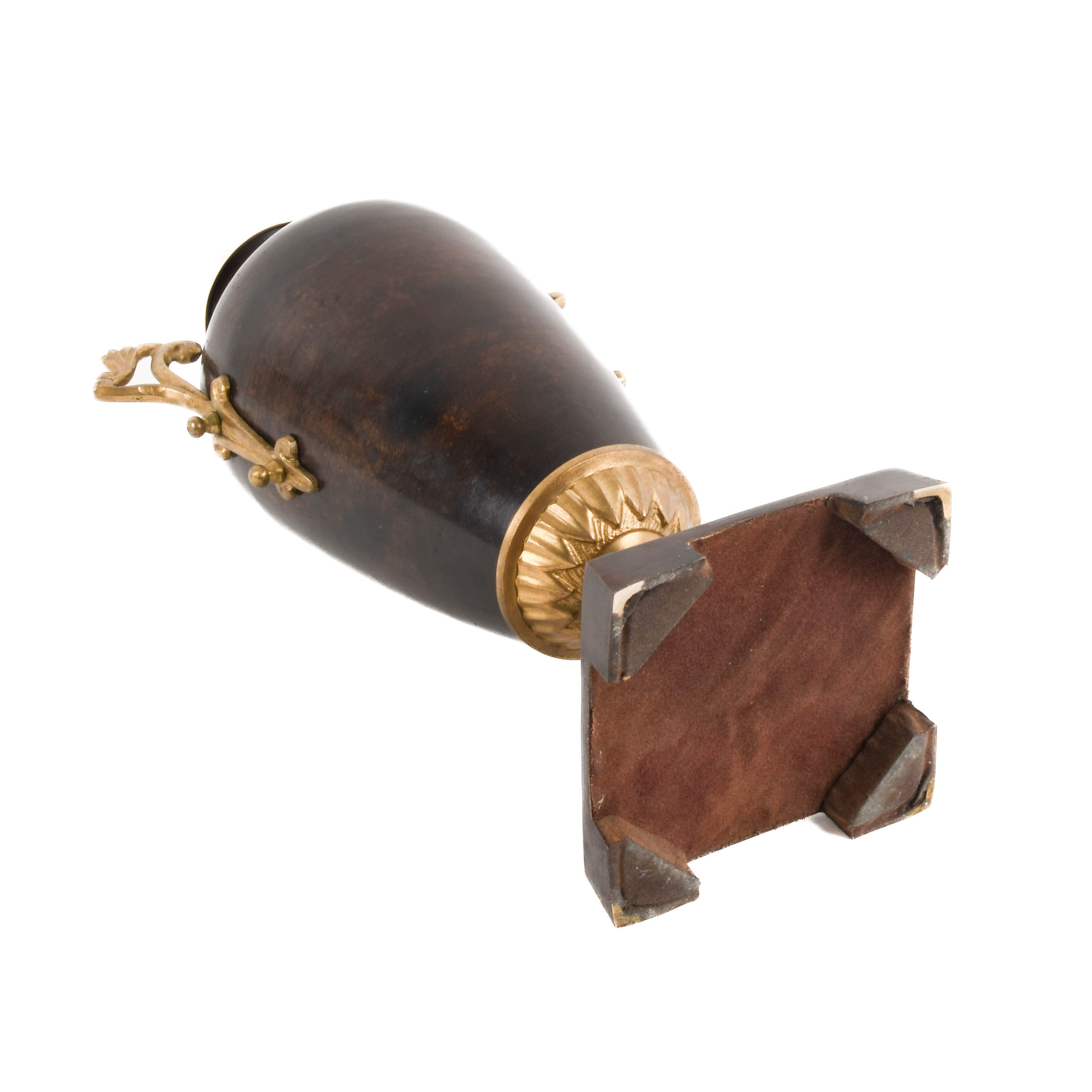 Traditional Tortoiseshell Finish Brass Decorative Urn on Base-7