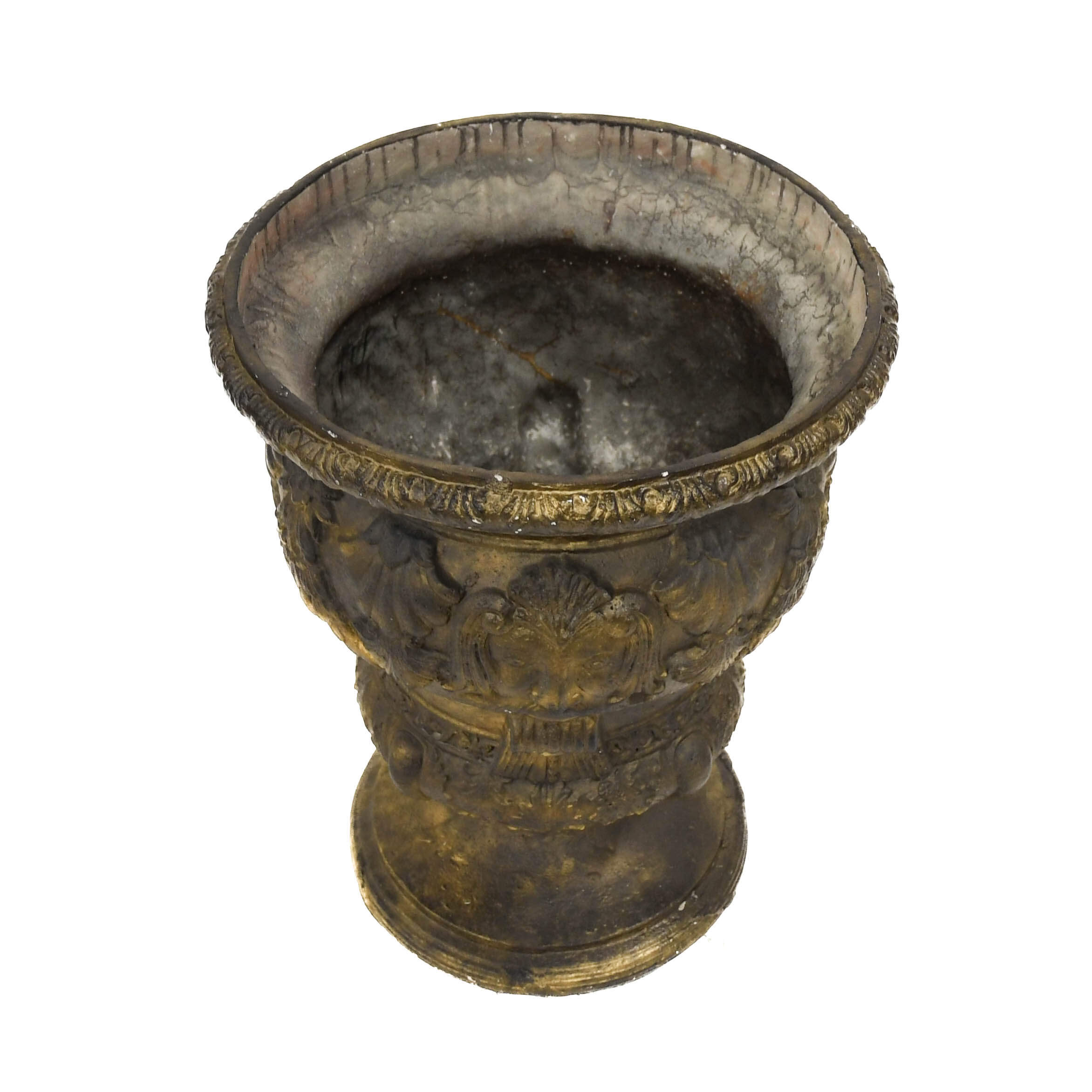 Ornamental Gilt Urn with Classical Faces and Acanthus Detail-5