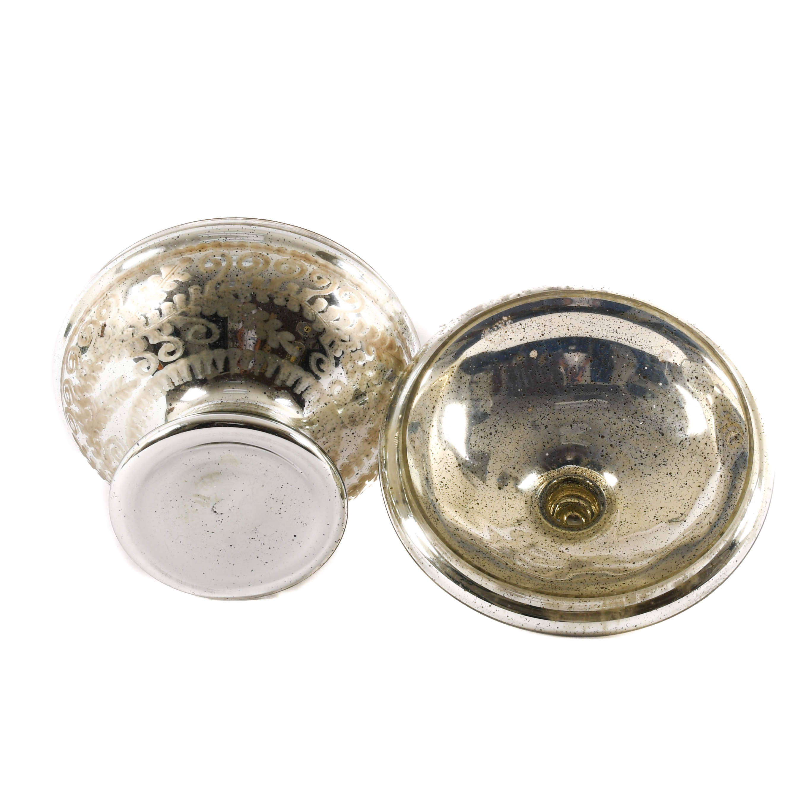 Oversized Silvered Glass Lidded Centerpiece-5
