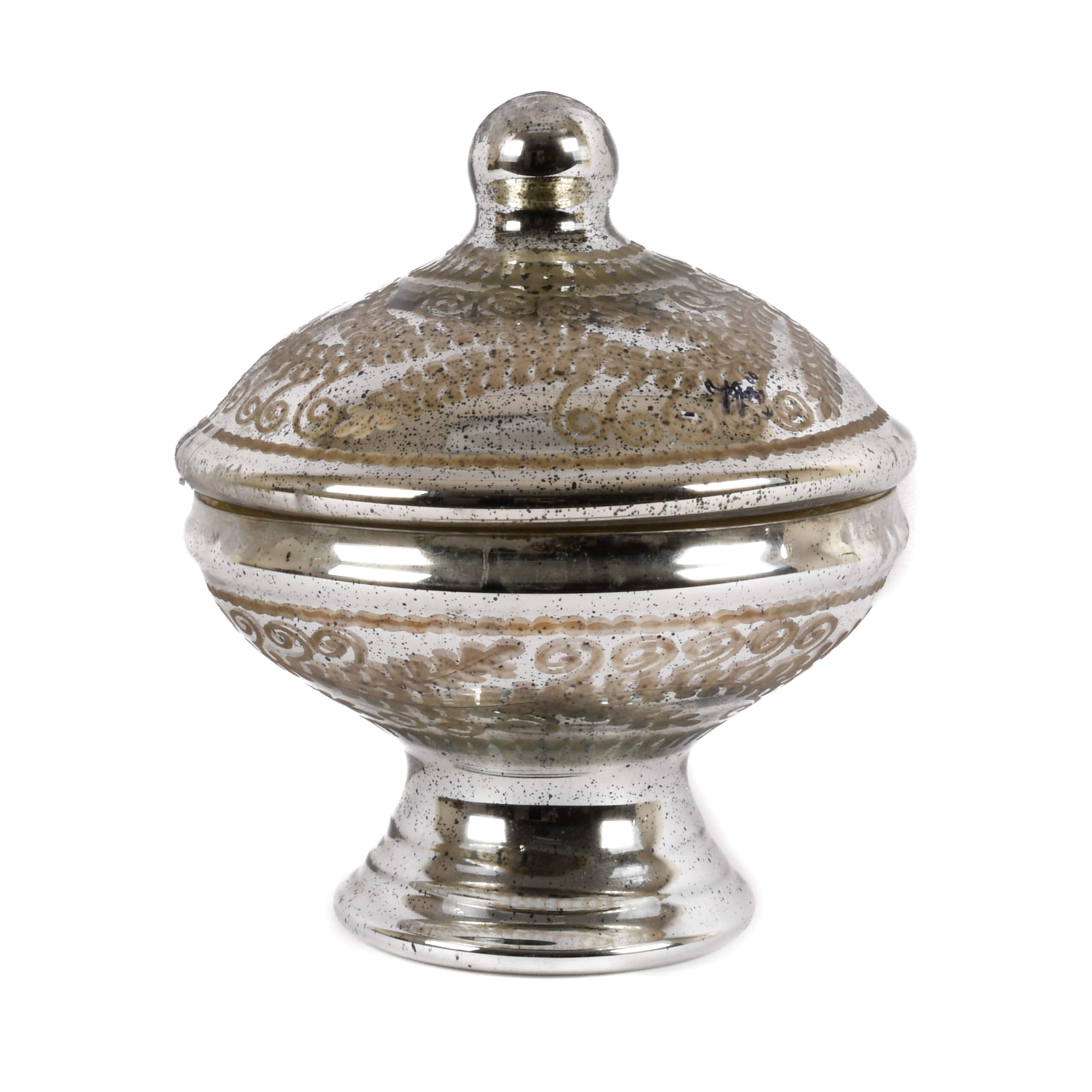 Oversized Silvered Glass Lidded Centerpiece-2