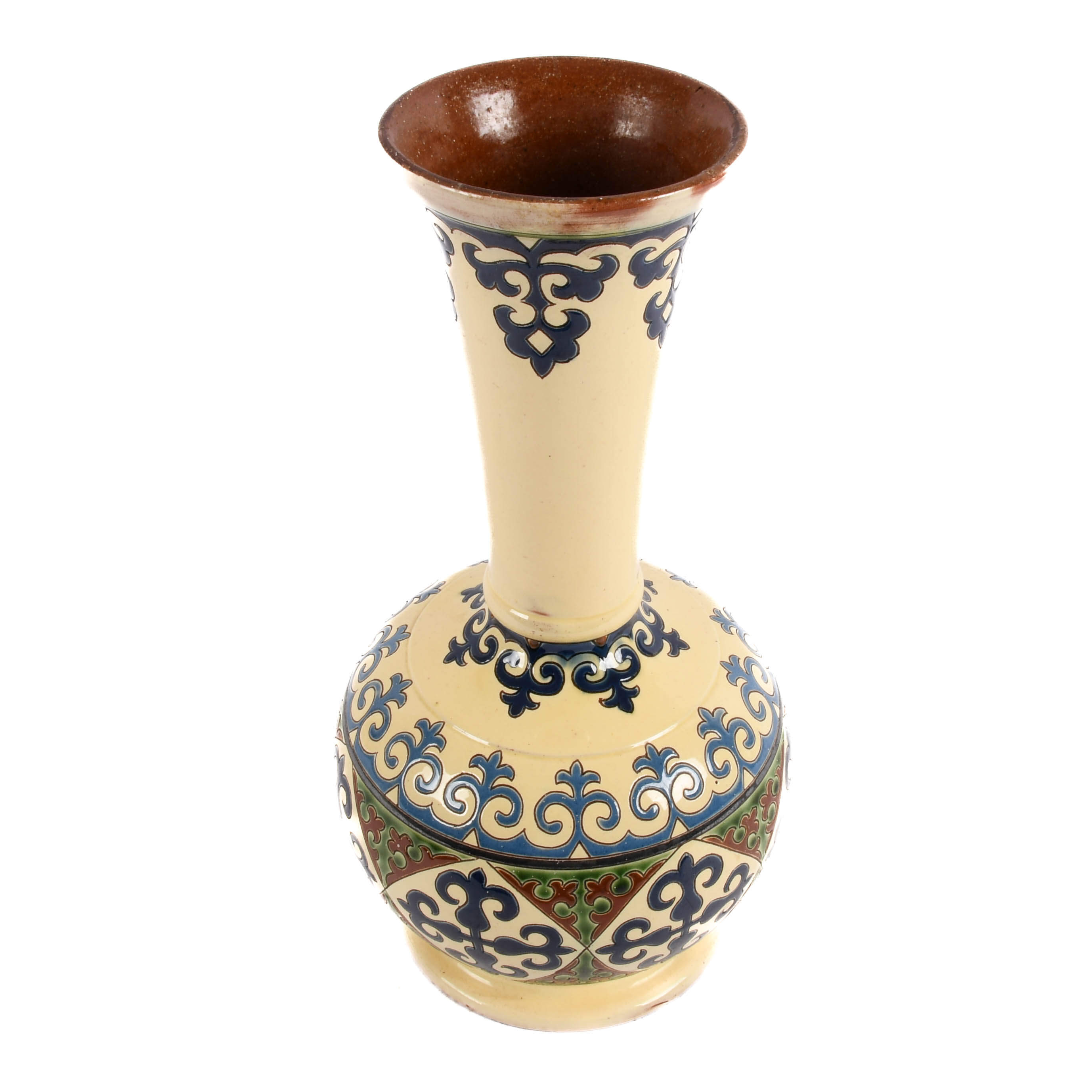 Majolica Bottle Neck Vase-4