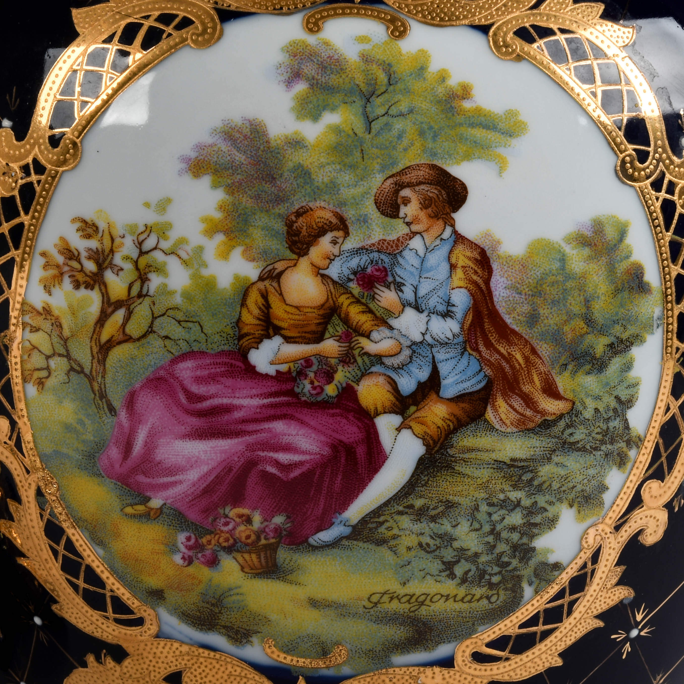 Pair of Porcelain Limoges Urns and Lids-5
