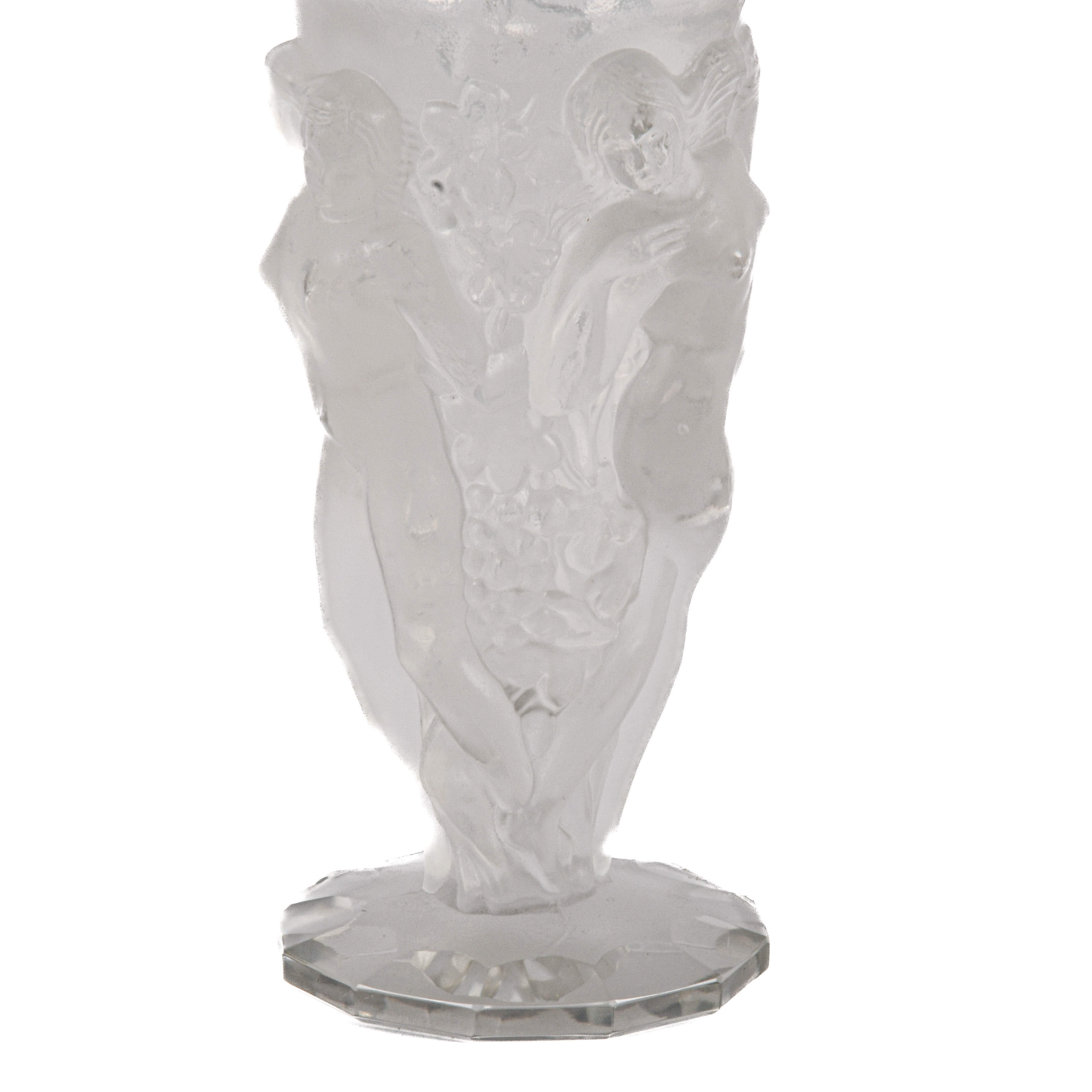 Art Deco Crystal Bacchants Vase Attributed to Henri Hoffman-4
