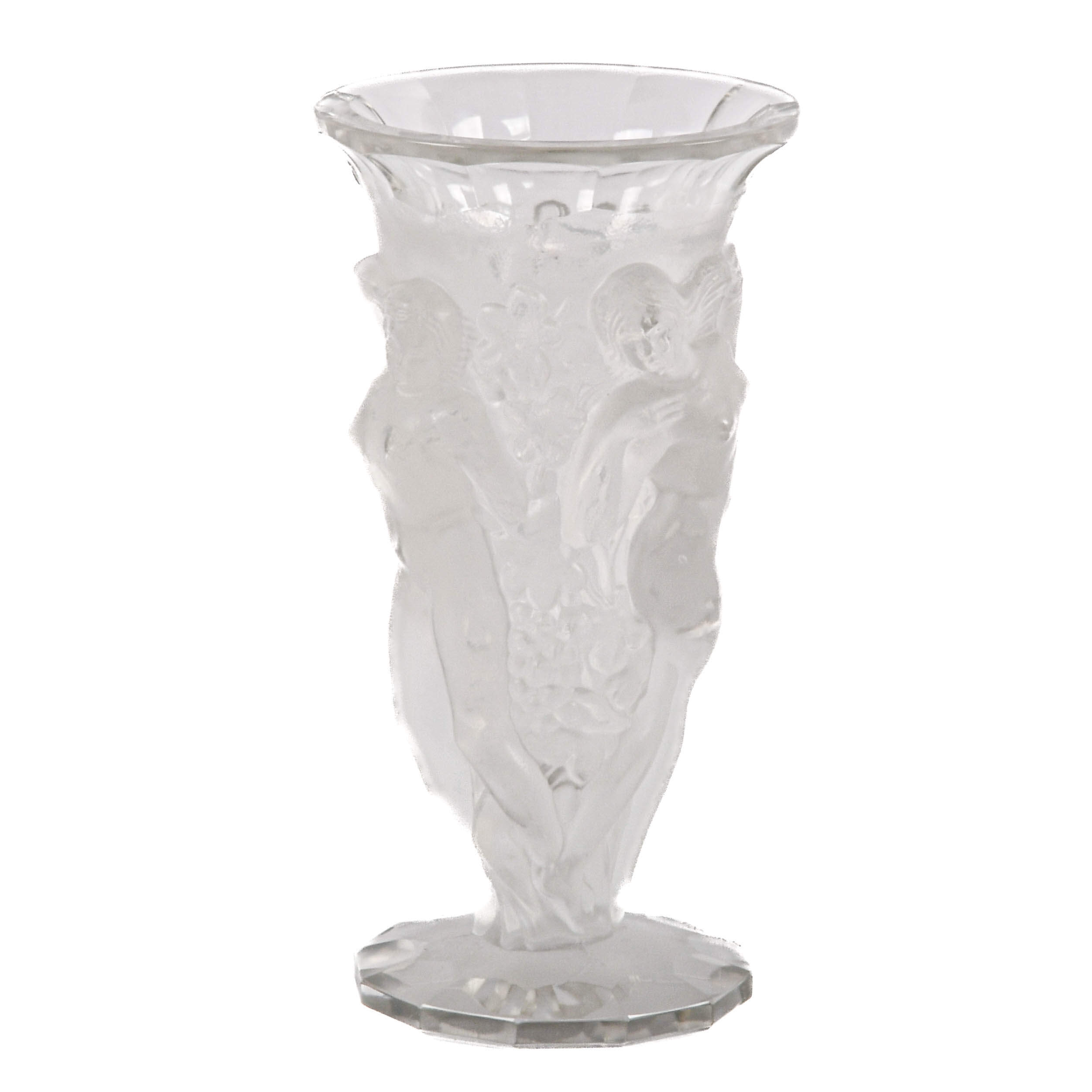 Art Deco Crystal Bacchants Vase Attributed to Henri Hoffman-2