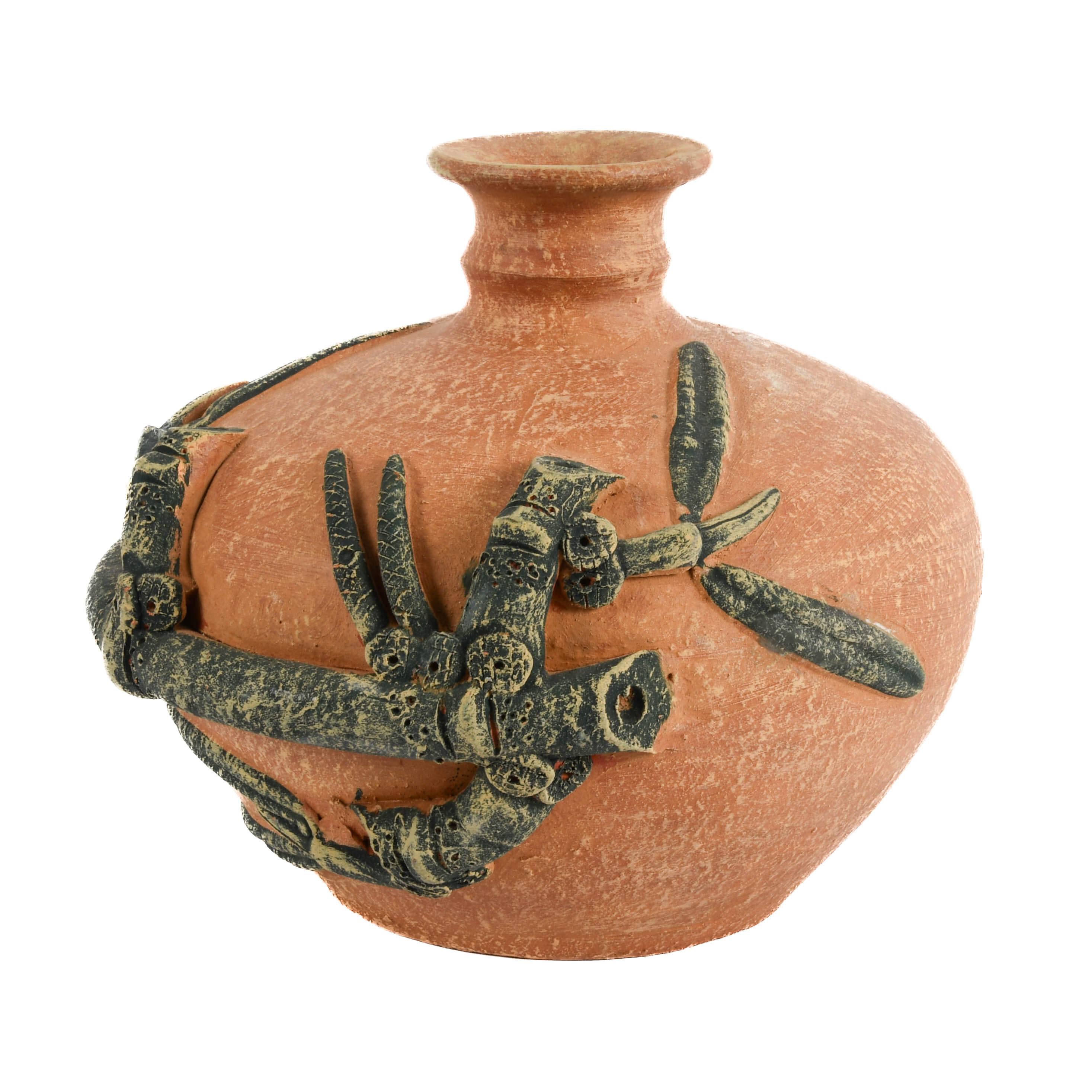 Tuscan Terracotta Vase with Raised Floral Relief Motif-4