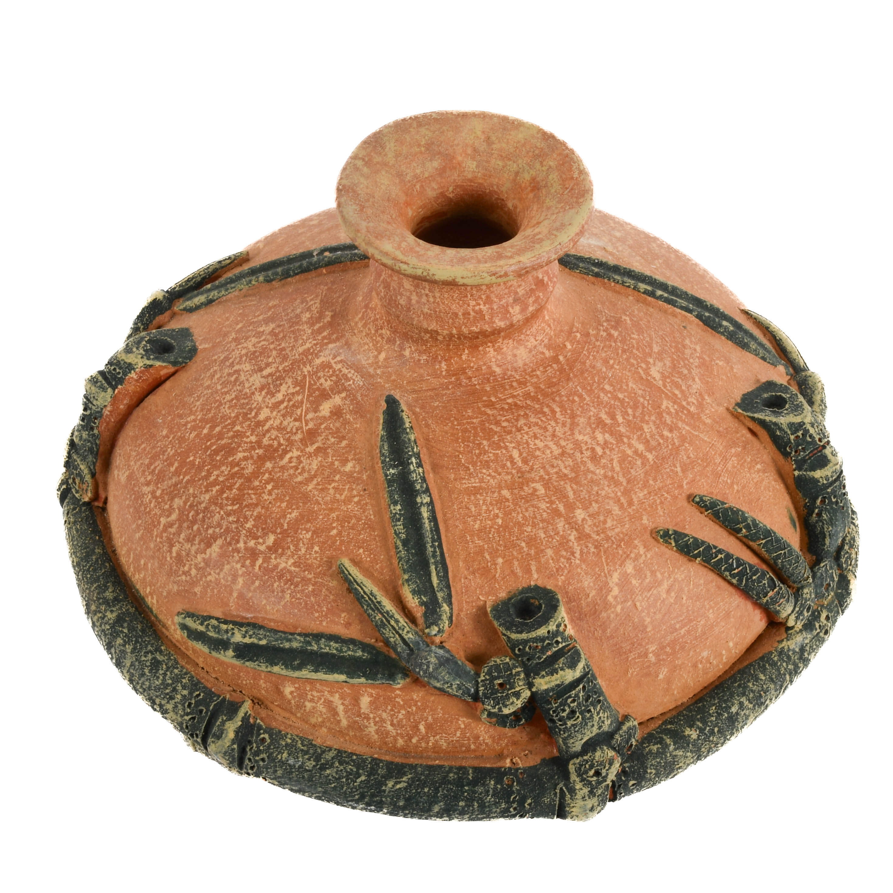 Tuscan Terracotta Vase with Raised Floral Relief Motif-3