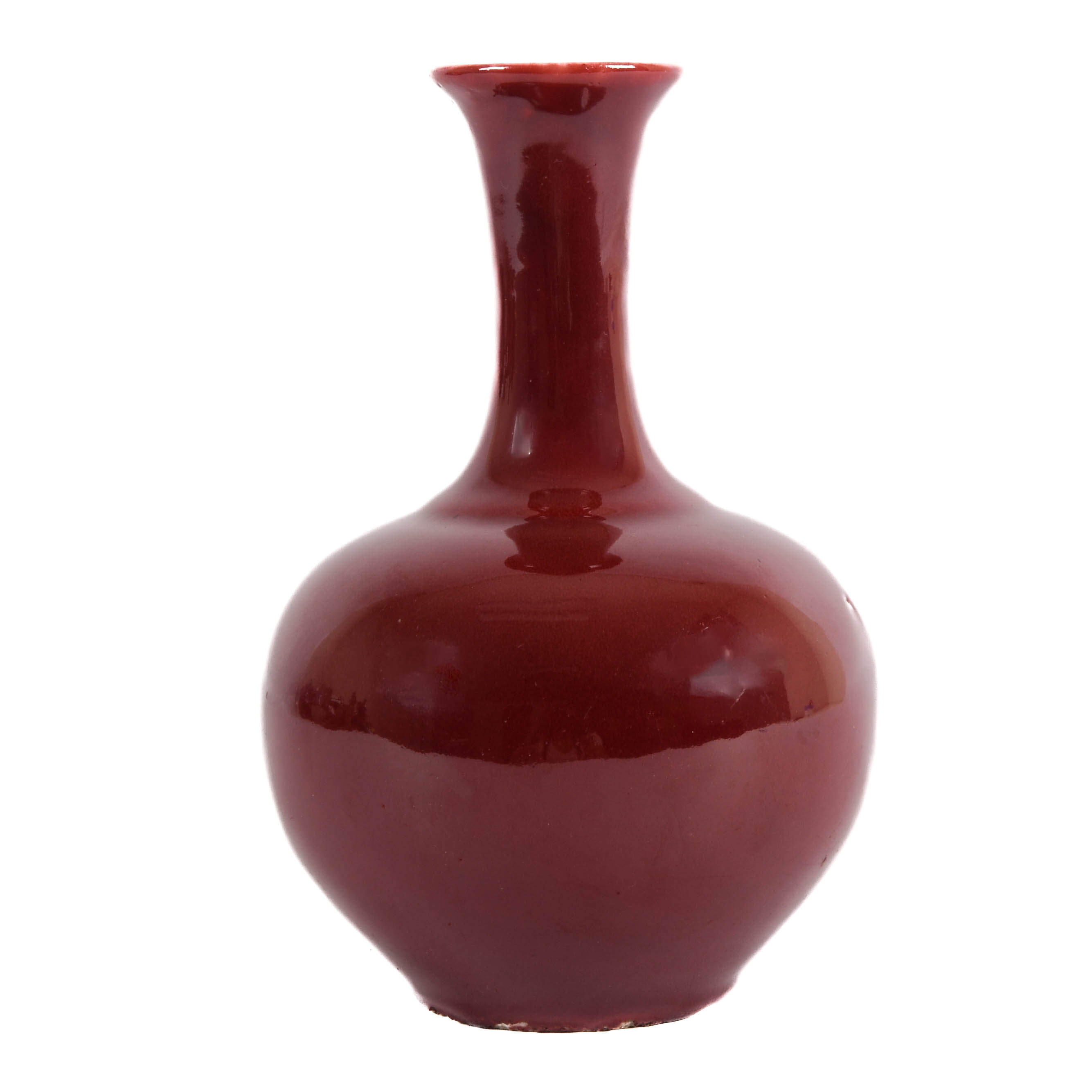 Oxblood Ceramic Drip Glaze Vase-1