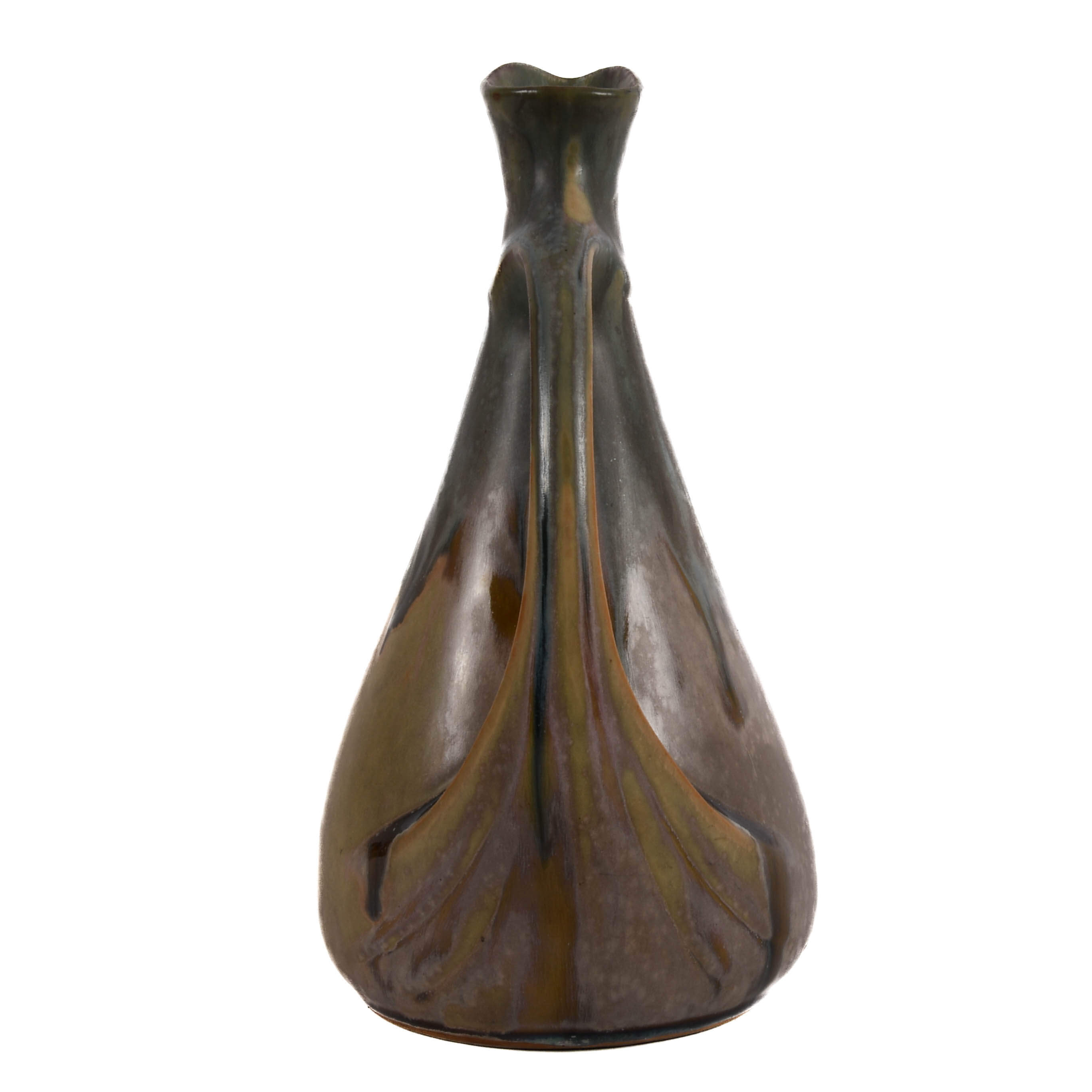 Antique French Art Deco Denbac Drip Glaze Pitcher-5