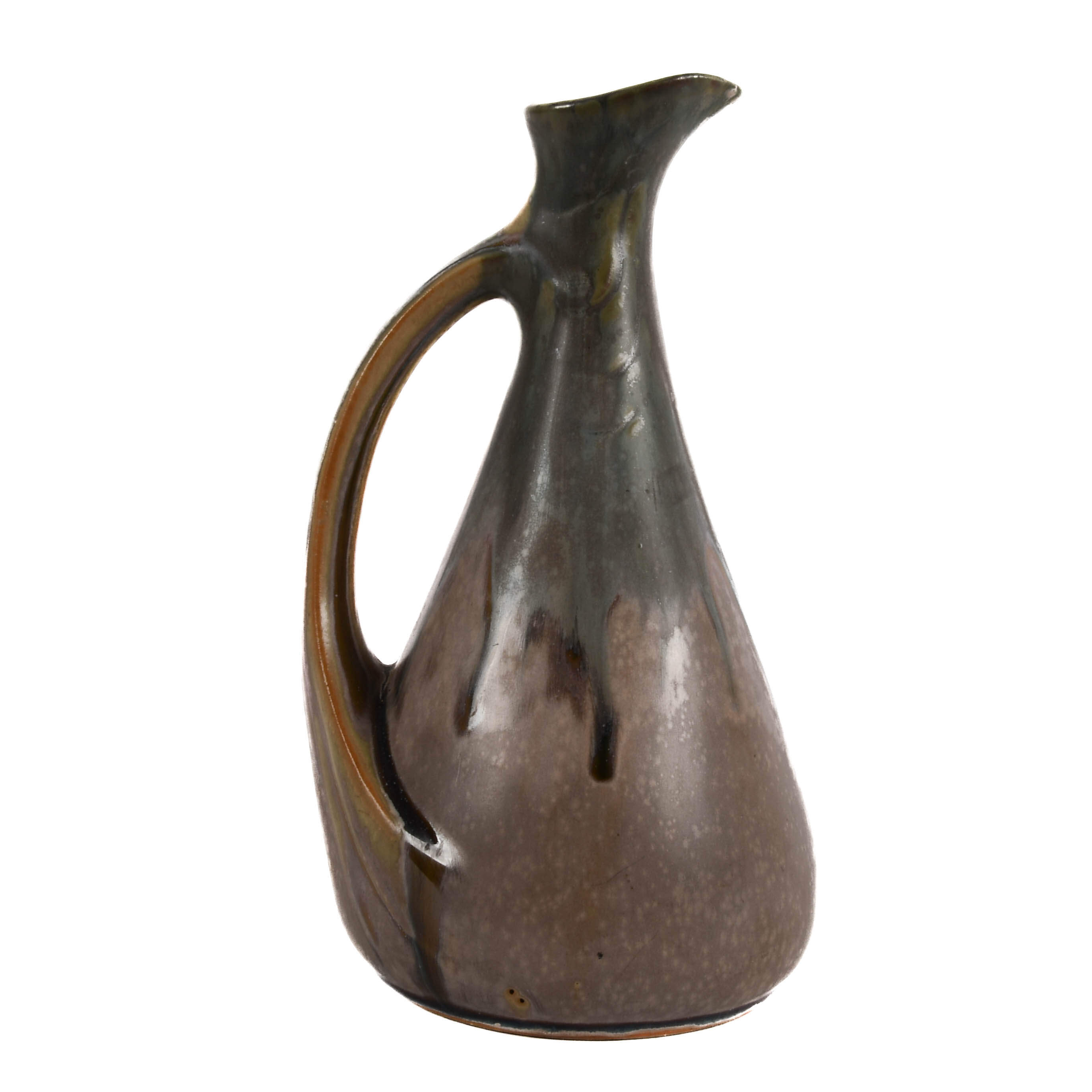 Antique French Art Deco Denbac Drip Glaze Pitcher-1