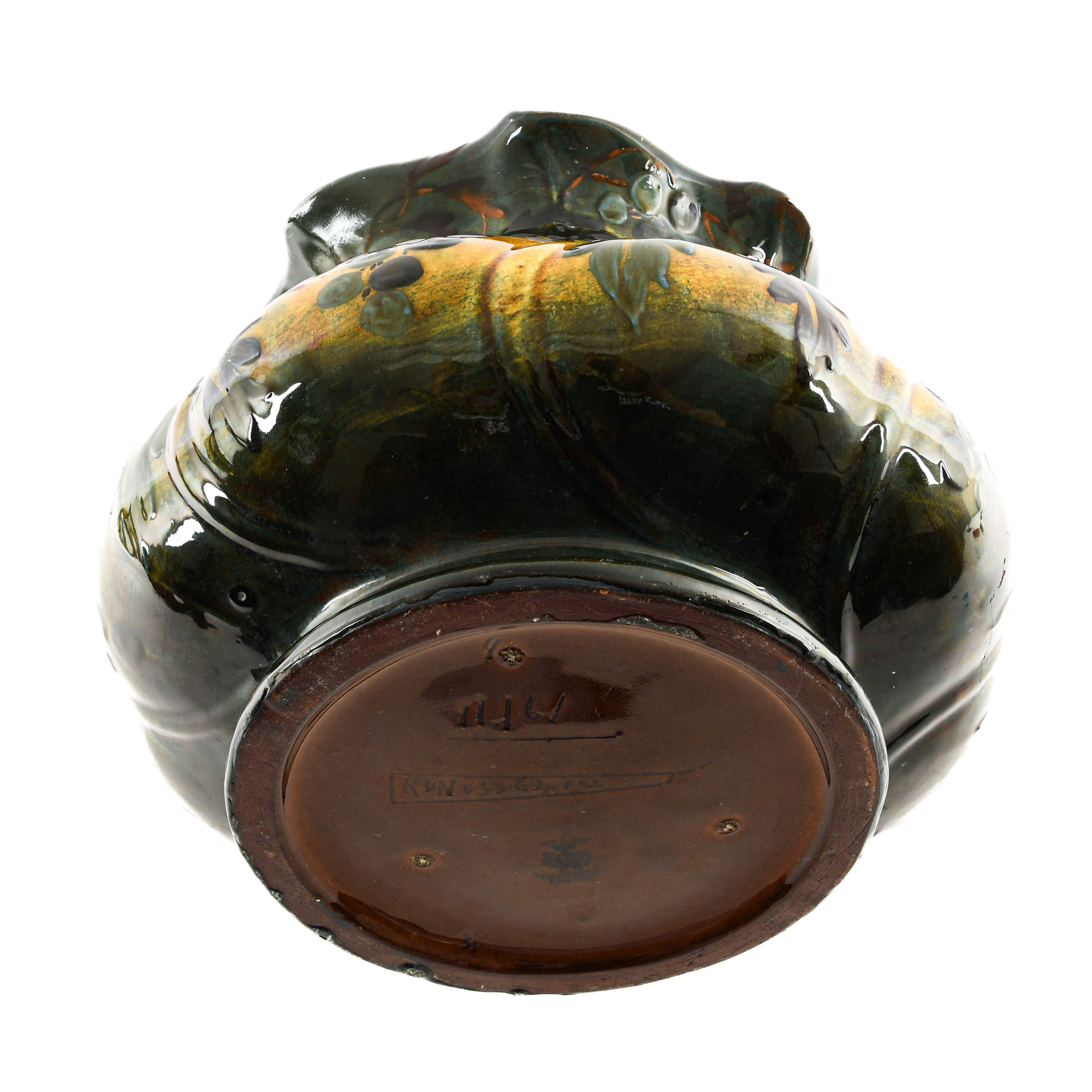 Antique Majolica Grape and Vine Glaze Planter-5