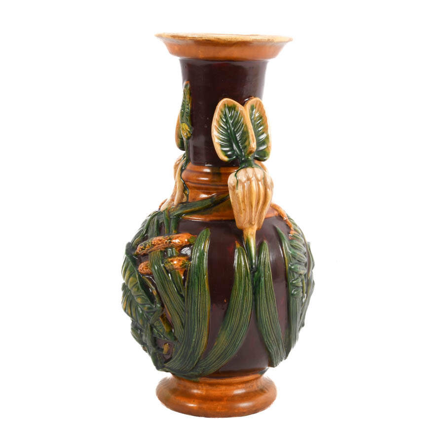 Majolica-Style Double Handle Vase-5
