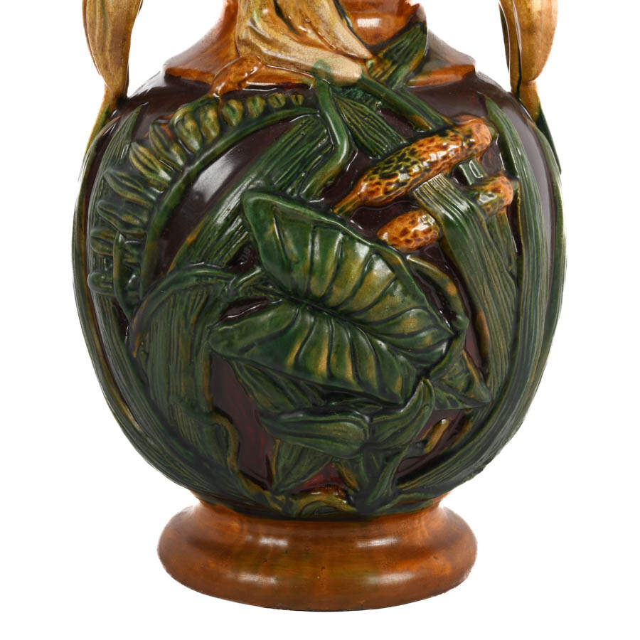 Majolica-Style Double Handle Vase-4