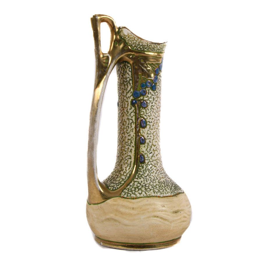 Art Nouveau Amphora Gilt Pottery Vase Attributed to Julius Dressler-5