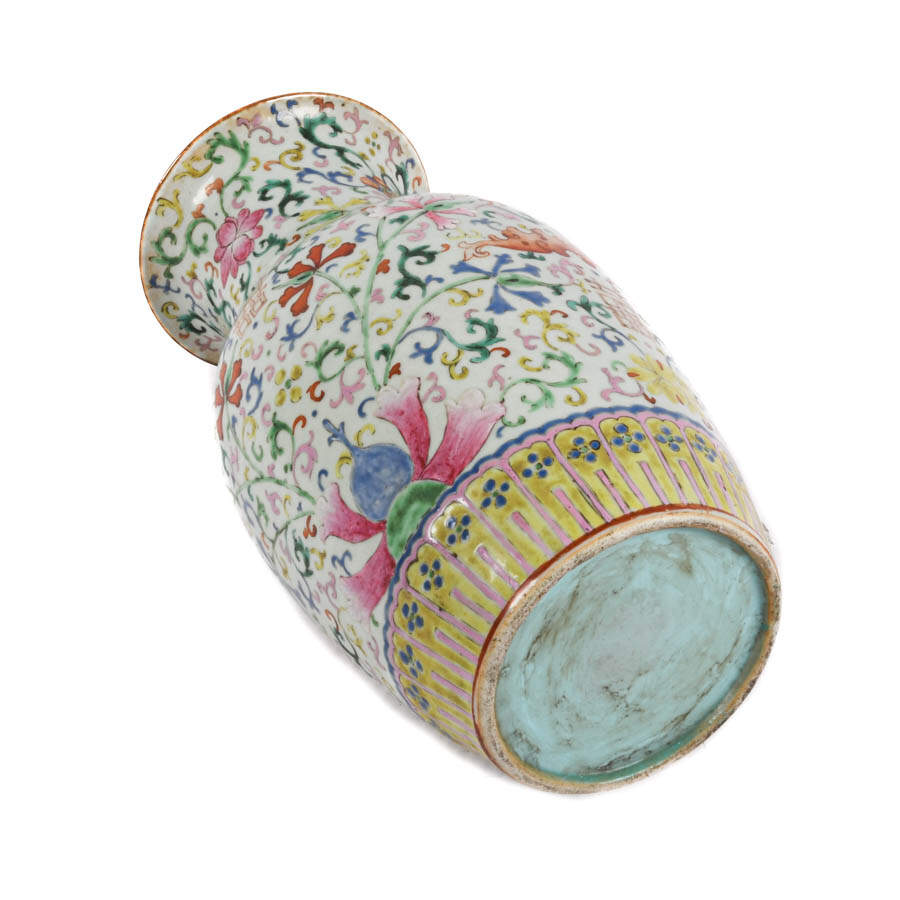 Antique Rose Famille Porcelain Vase-5