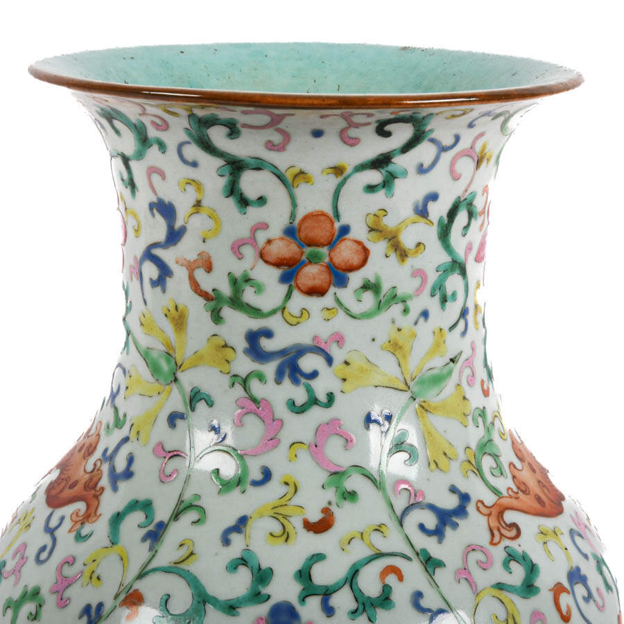 Antique Rose Famille Porcelain Vase-3