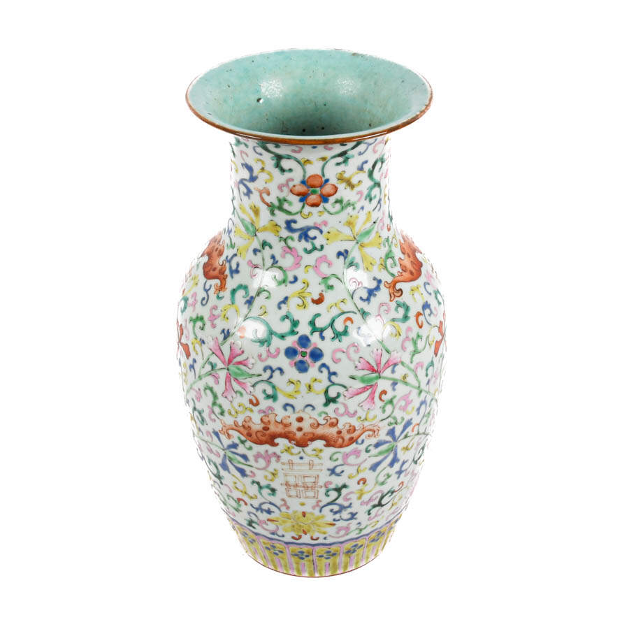 Antique Rose Famille Porcelain Vase-2