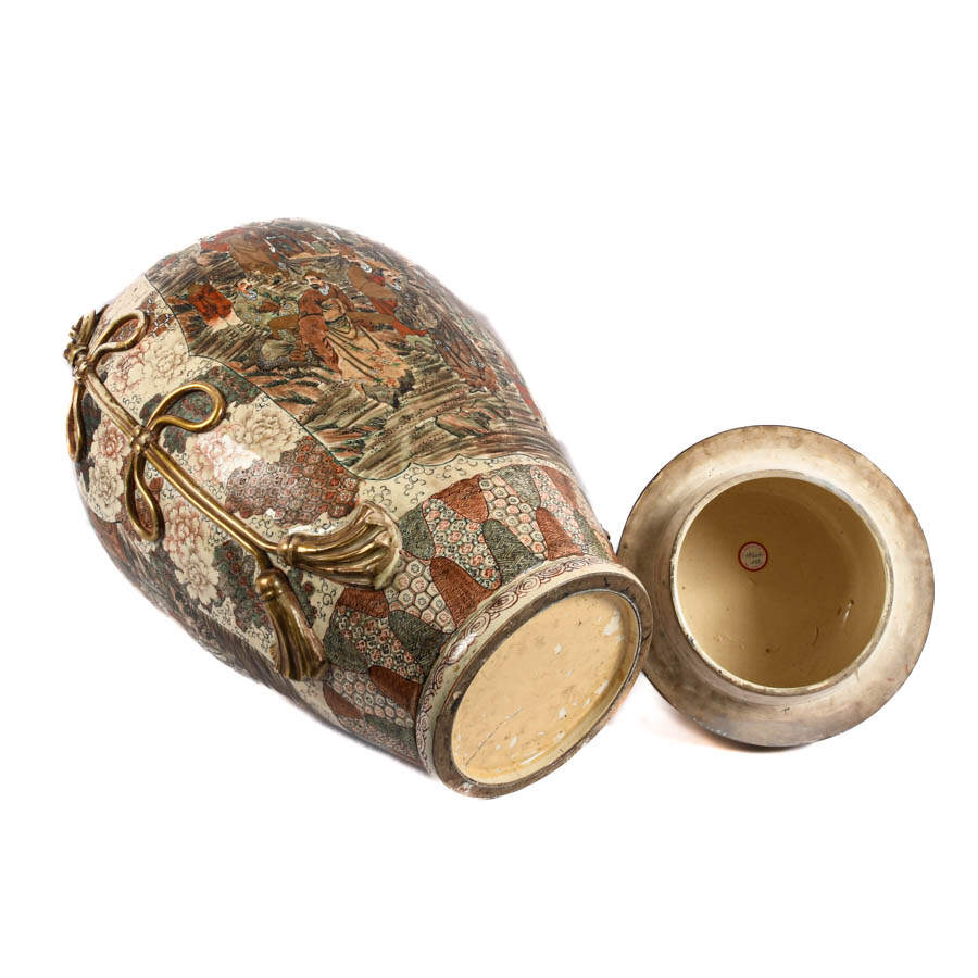 Palatial Satsuma Covered Figural Floor Vase-10