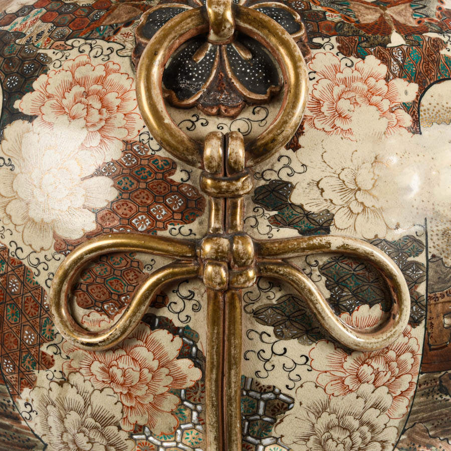 Palatial Satsuma Covered Figural Floor Vase-5