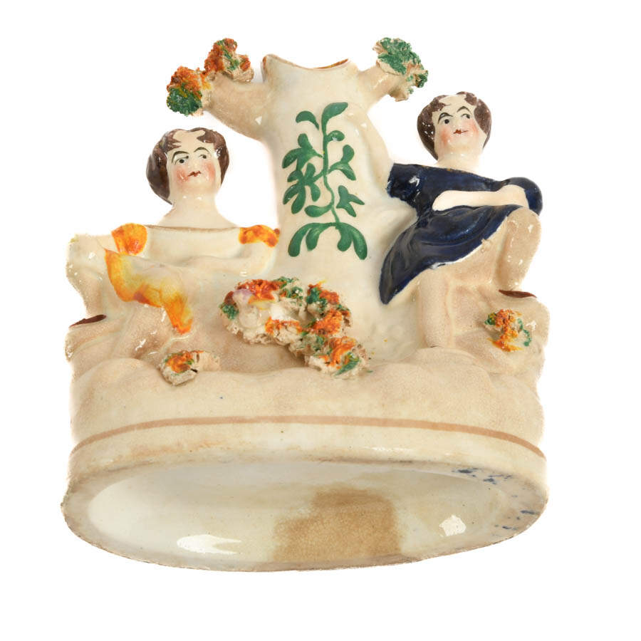 Antique Miniature Figural Staffordshire Spill Vase-7
