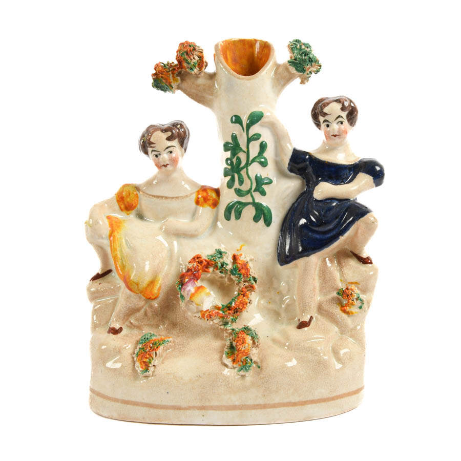 Antique Miniature Figural Staffordshire Spill Vase-1